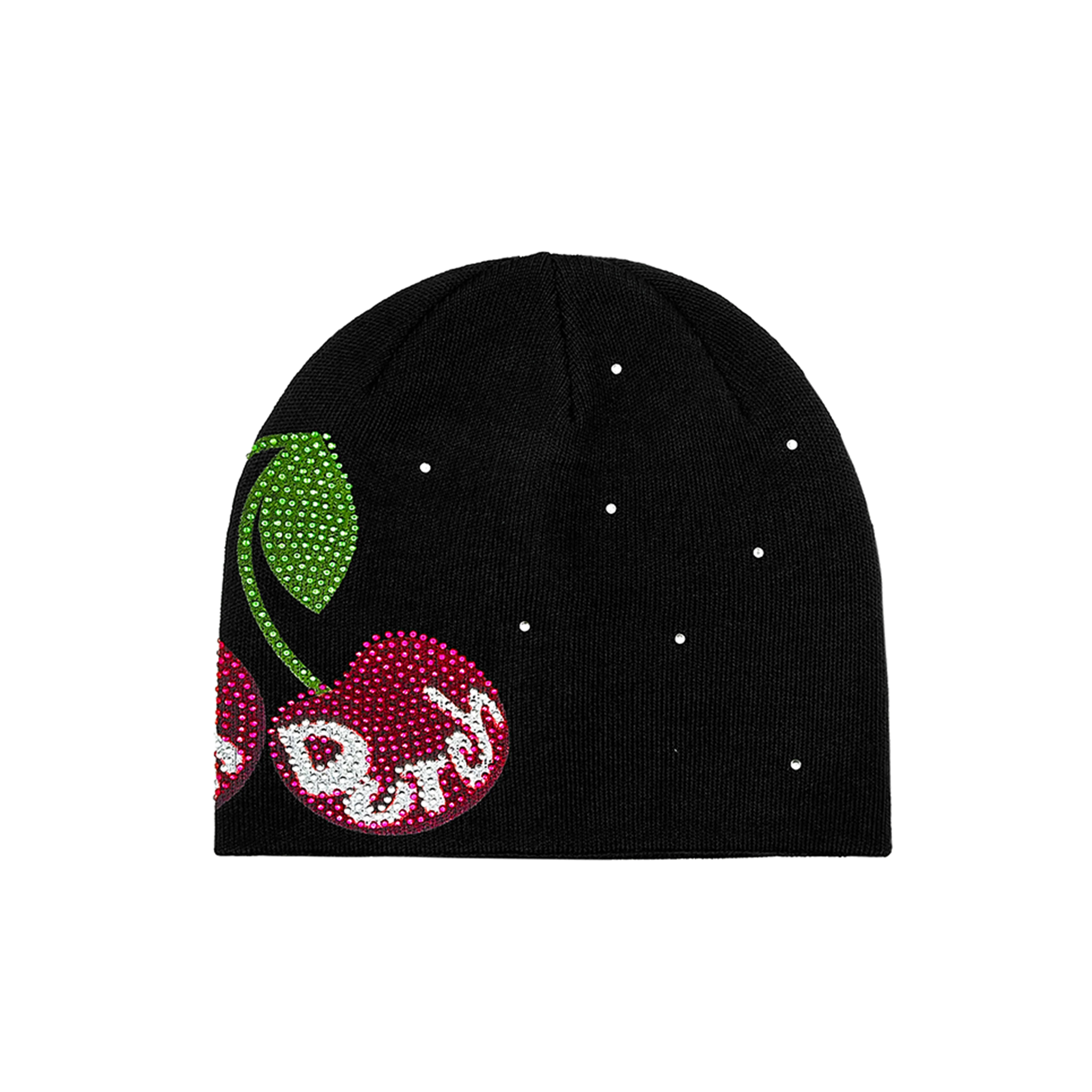 1040-rhinestone-cherry-beanie-black-1.webp Rhinestone Cherry Beanie - Black