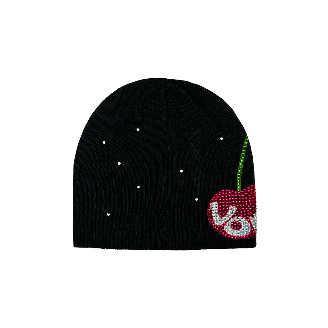 1040-rhinestone-cherry-beanie-black-2.webp Rhinestone Cherry Beanie - Black