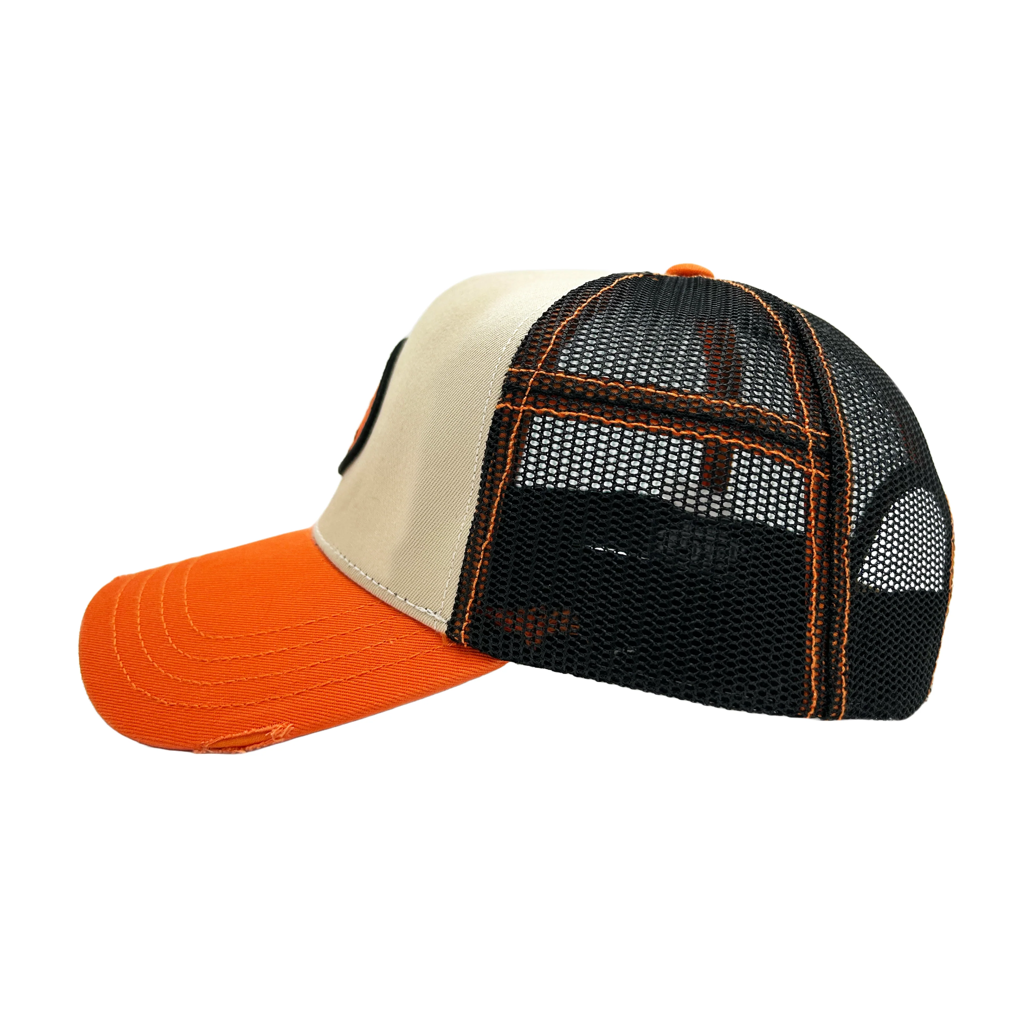 1103-tan-orange-classic-distressed-trucker-hat-2.webp Tan & Orange Classic Distressed Trucker Hat
