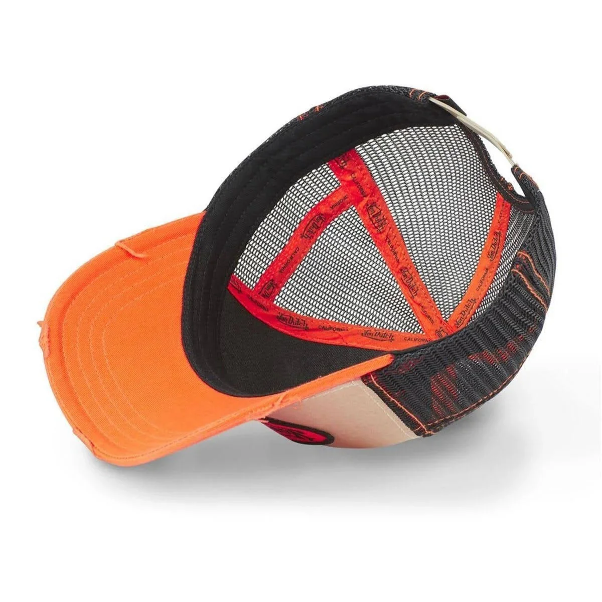 1103-tan-orange-classic-distressed-trucker-hat-5.webp Tan & Orange Classic Distressed Trucker Hat