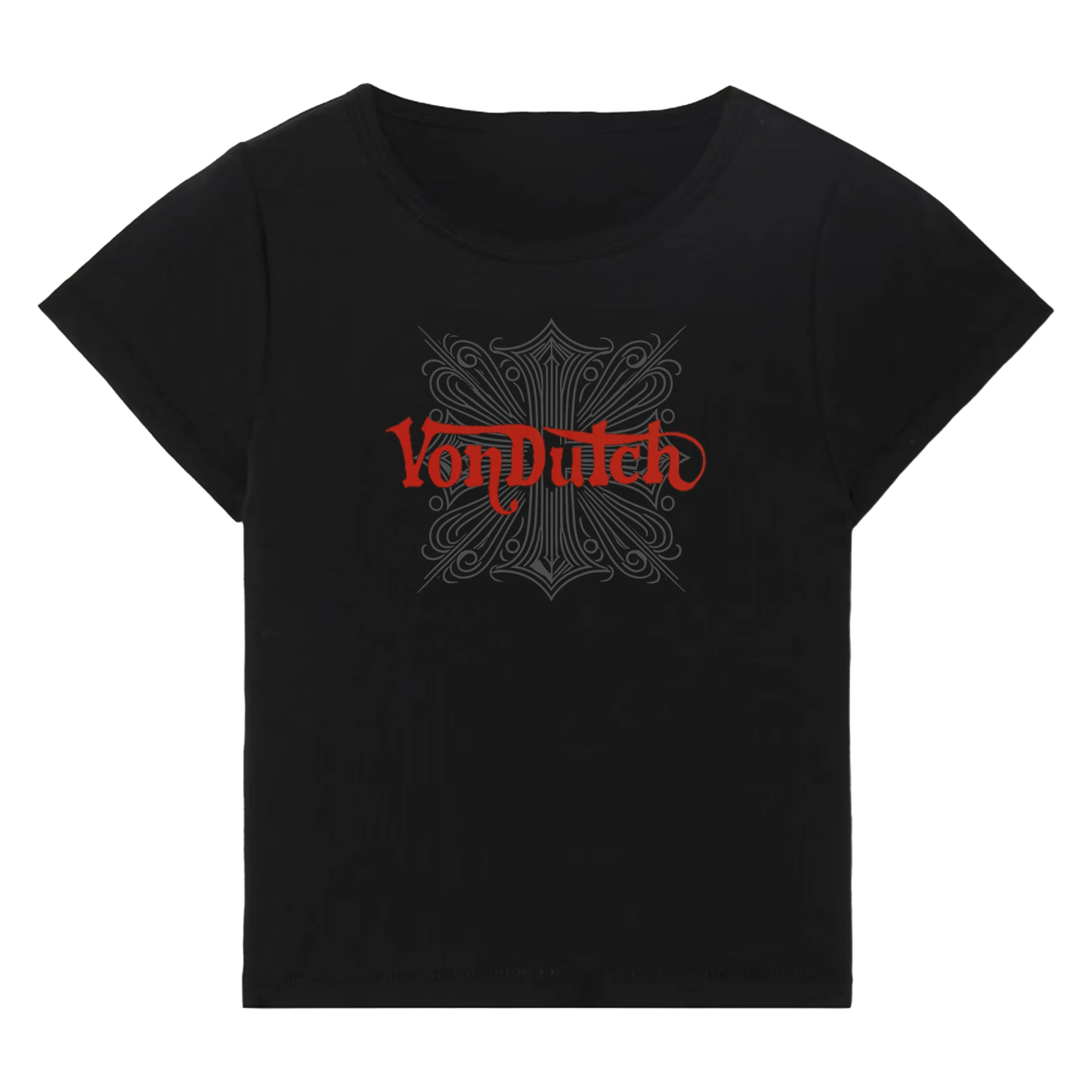 Black & Red Distressed Chopper Baby Tee