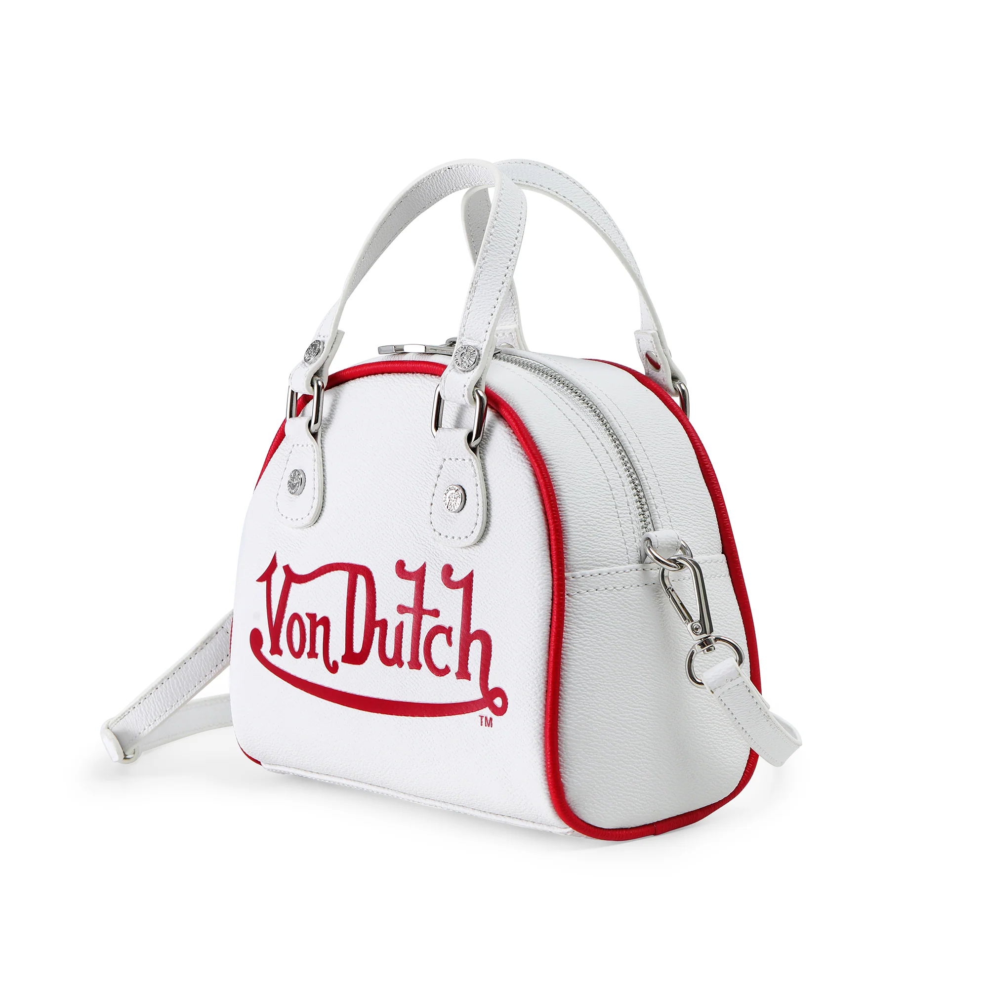 White & Red Two-Tone Bowling Bag