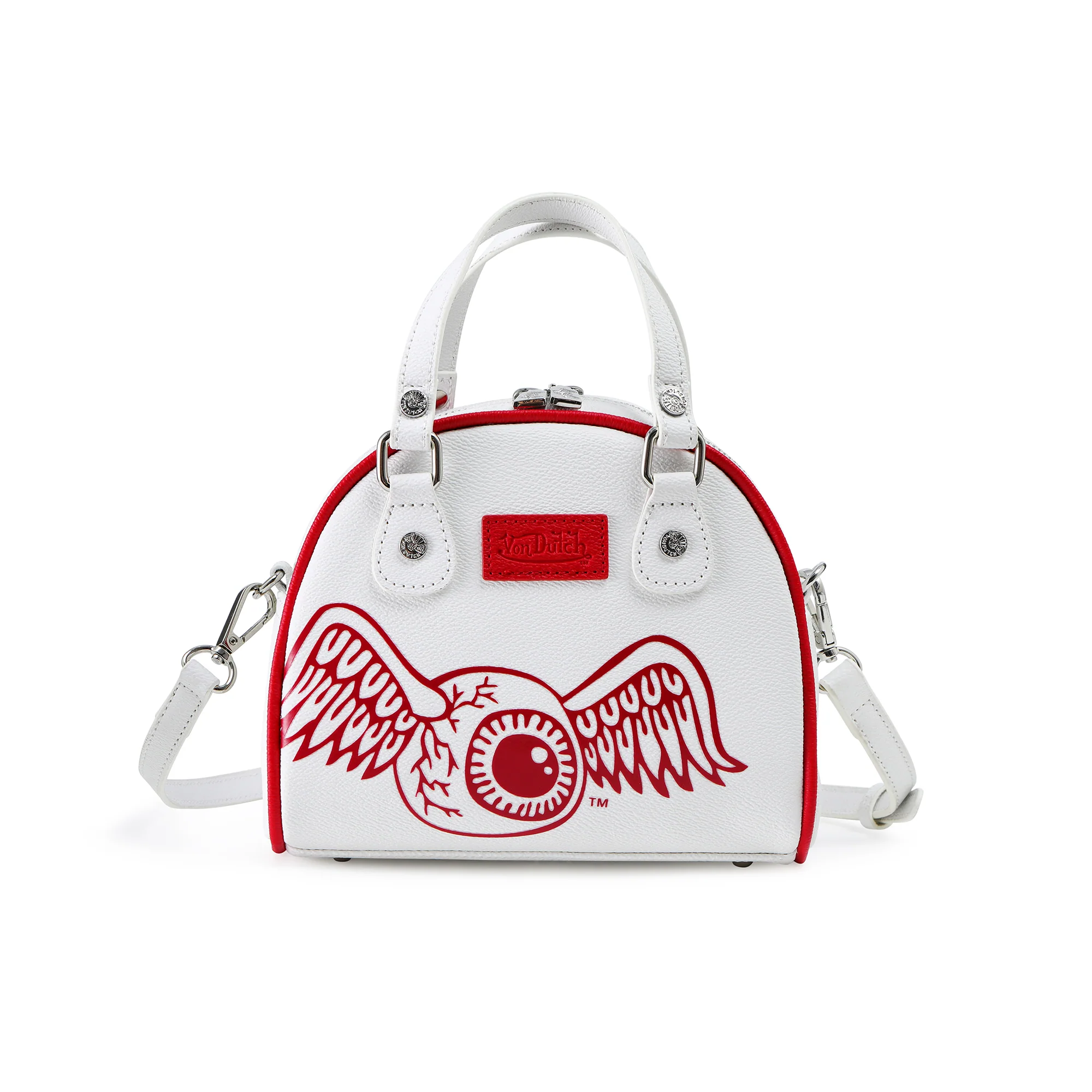 White & Red Two-Tone Bowling Bag