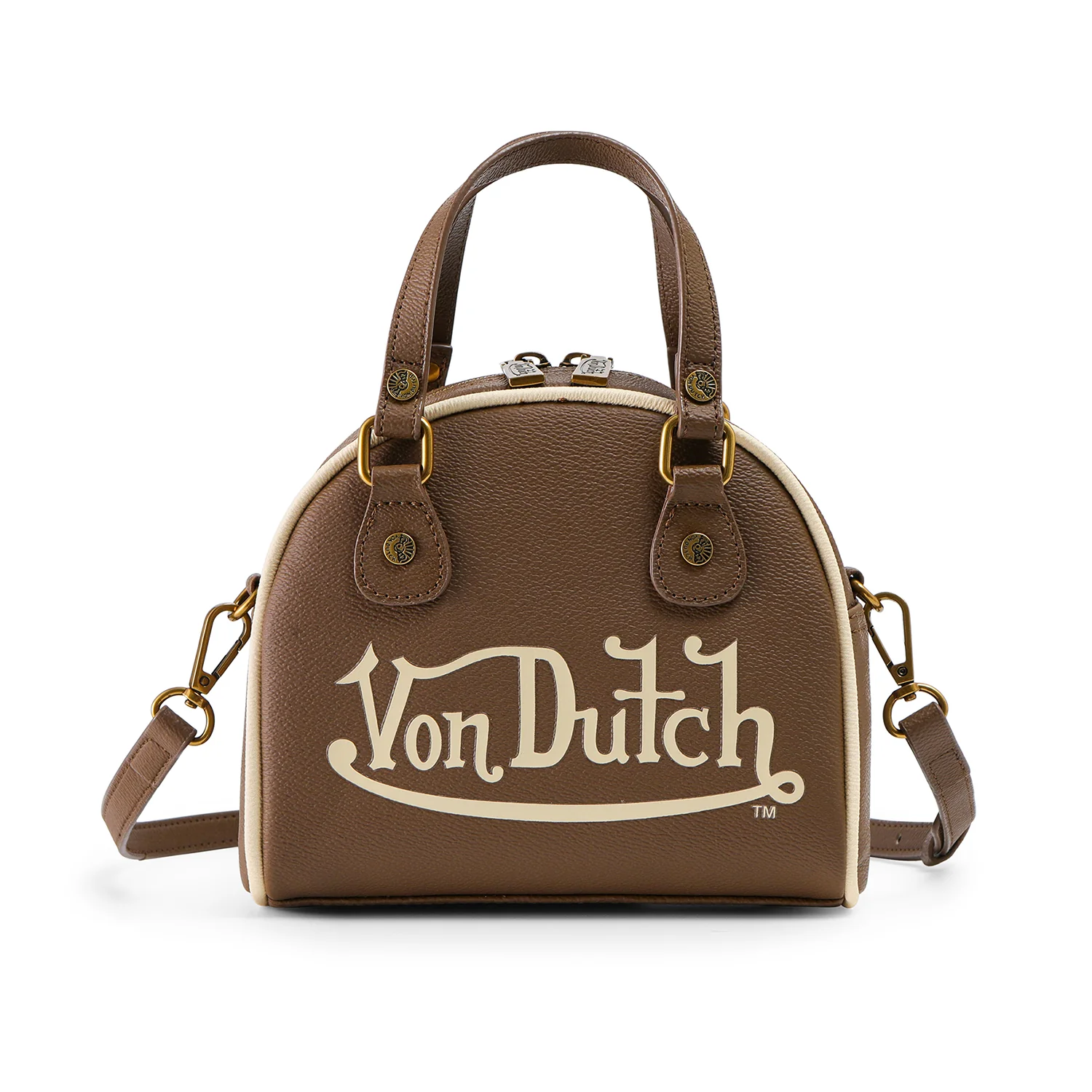 Brown & Tan Two-Tone Bowling Bag