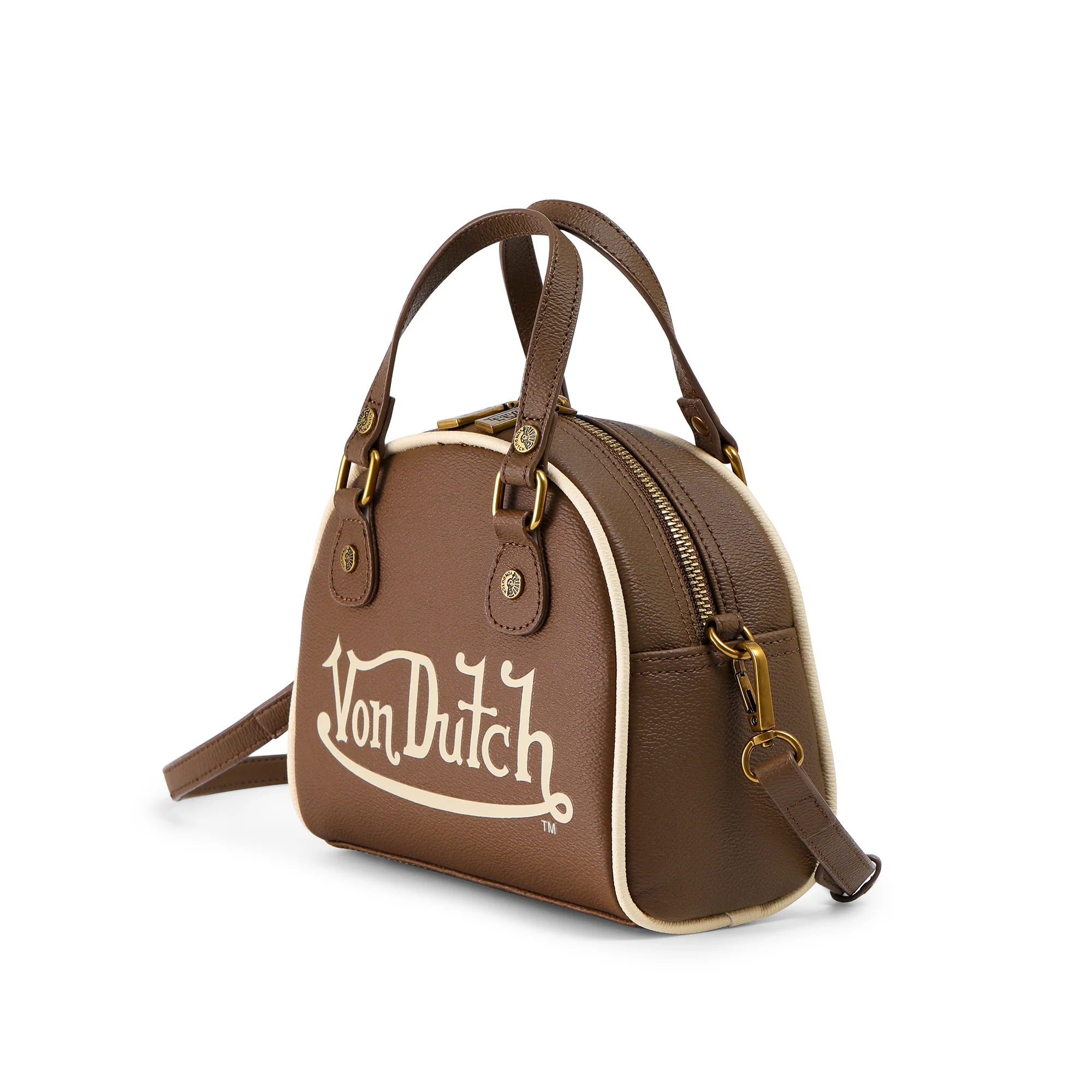 Brown & Tan Two-Tone Bowling Bag