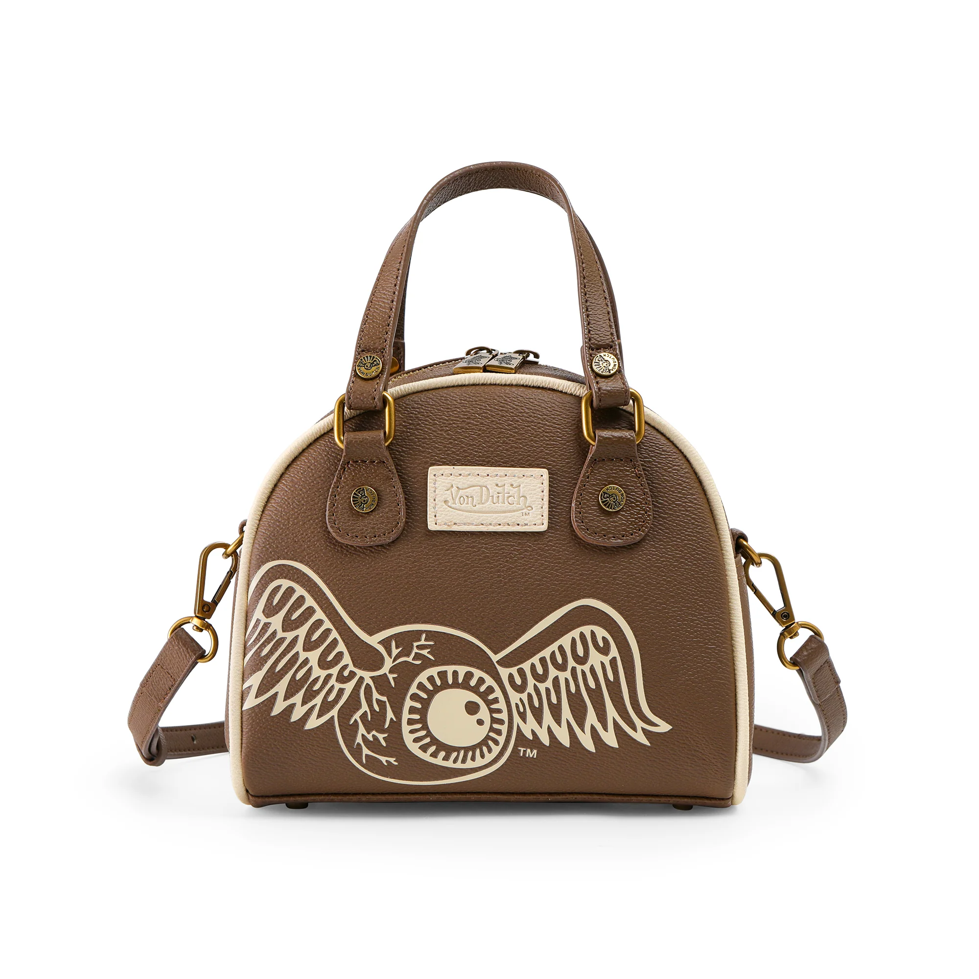 Brown & Tan Two-Tone Bowling Bag