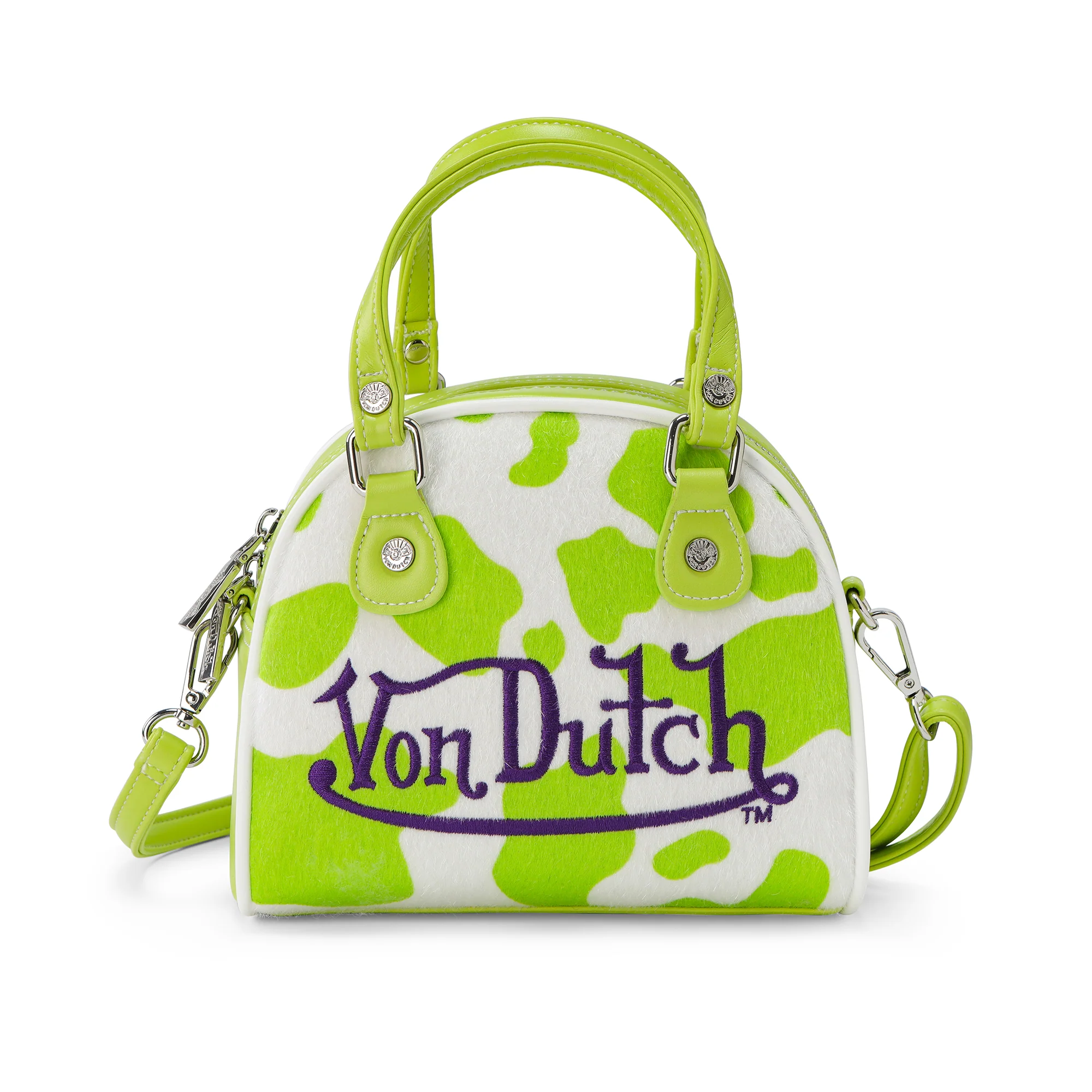 145-lime-green-cow-print-vegan-pony-hair-bowling-bag-1.webp Lime Green Cow Print Vegan Pony Hair Bowling Bag