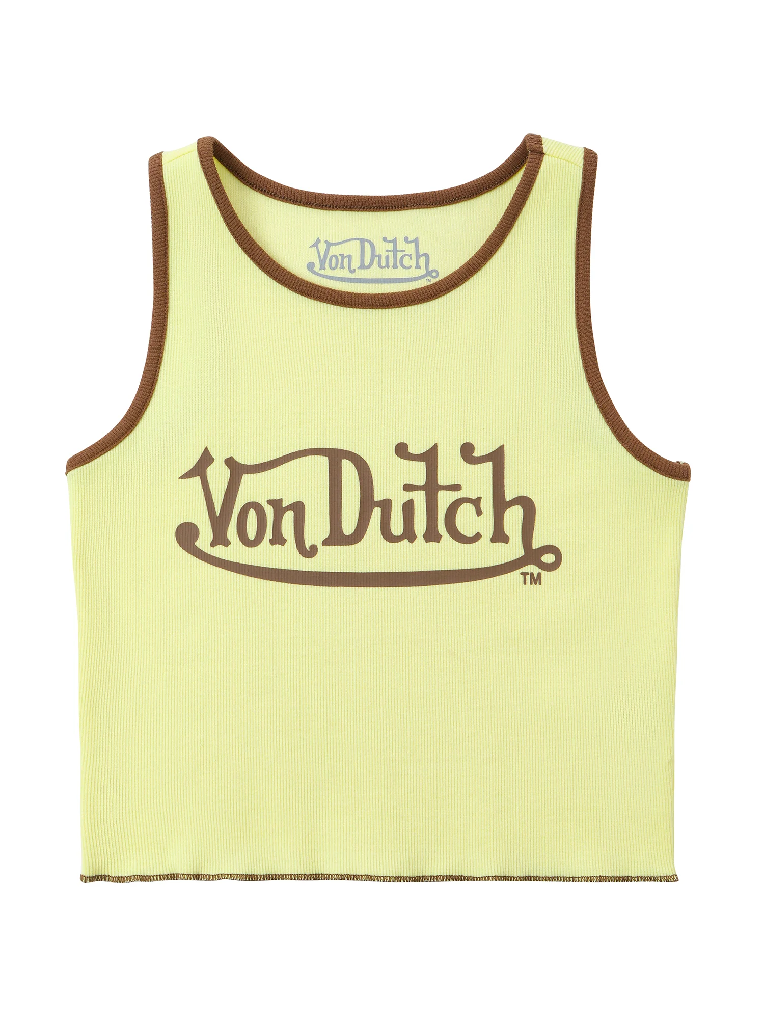 Women's Ribbed Crop Tanks - Yellow and Brown