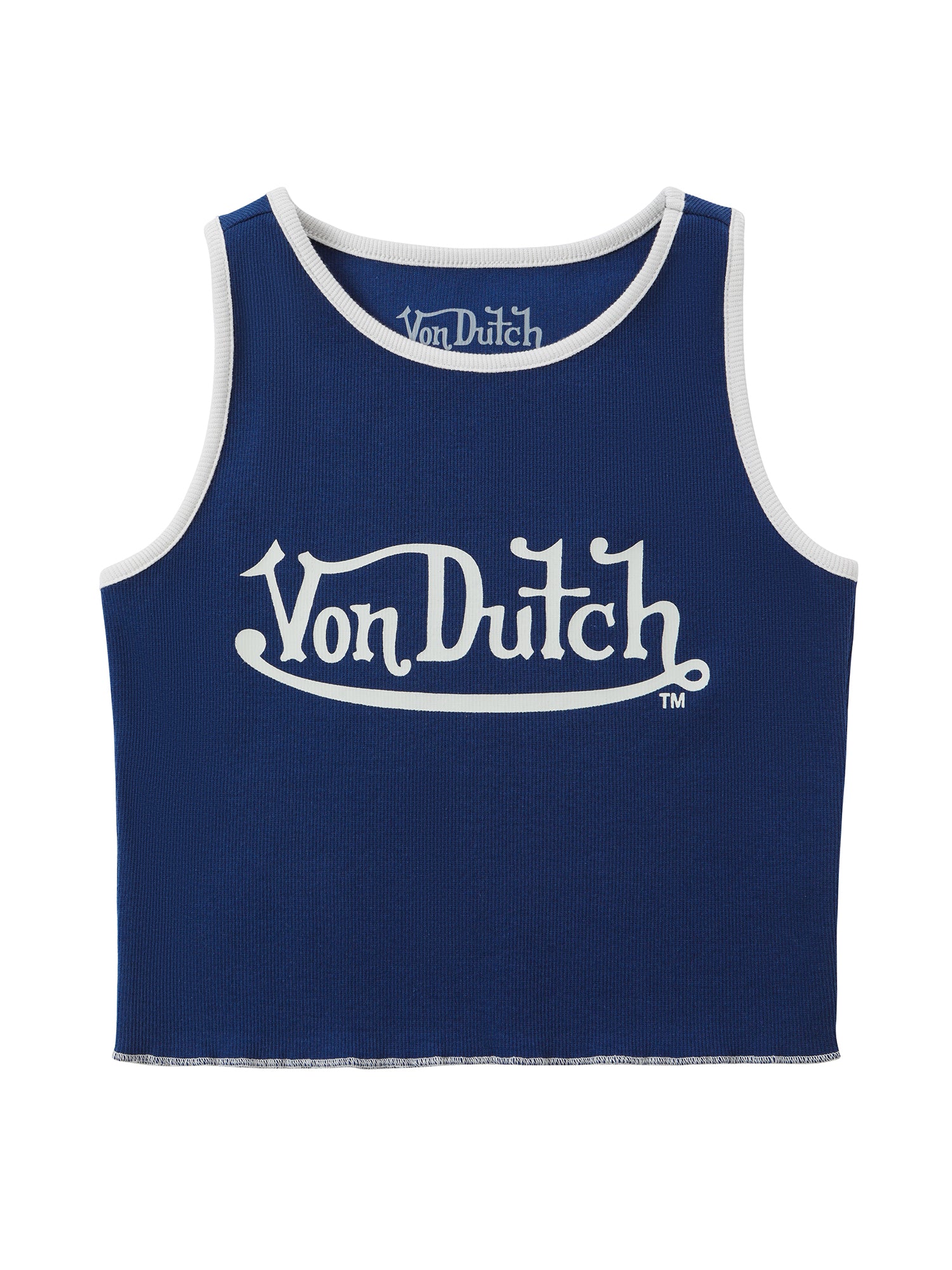 Women's Ribbed Crop Tanks - Navy and White