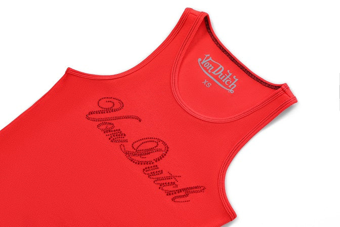 2005-rhinestone-cursive-logo-tank-red-5.jpg Rhinestone Cursive logo Tank - Red