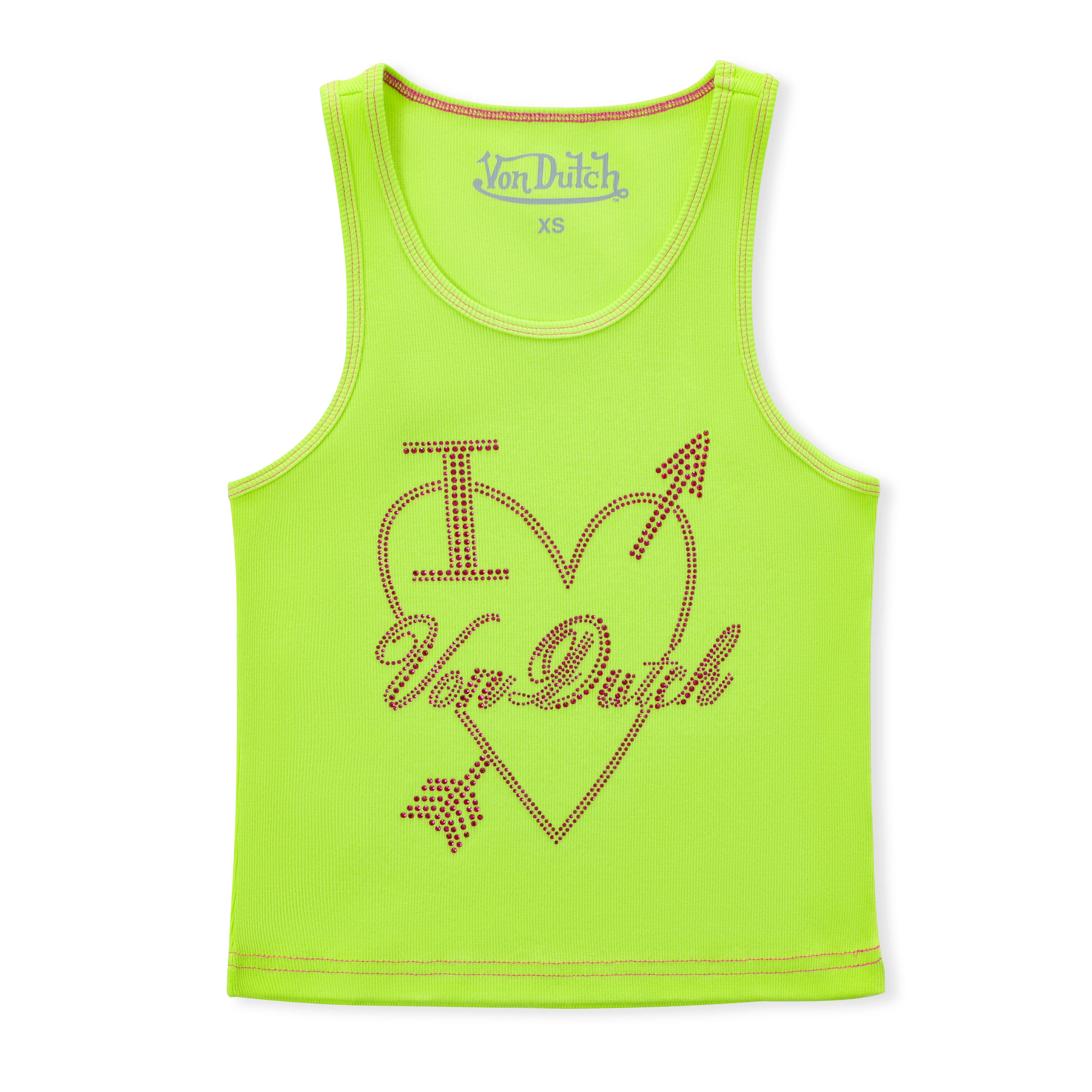 2059-i-love-von-dutch-rhinestone-tank-neon-green-1.webp "I Love Von Dutch" Rhinestone Tank - Neon Green