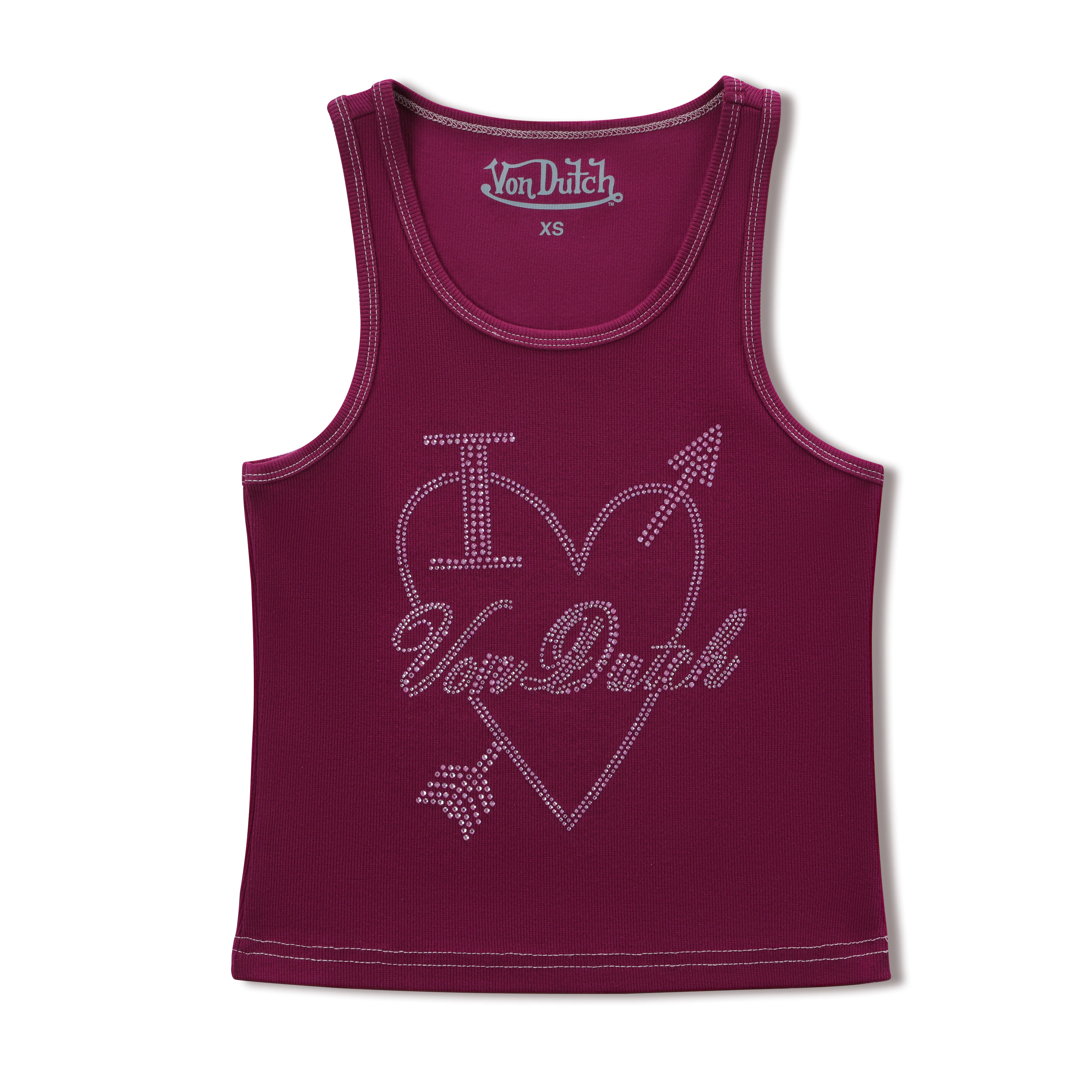 2065-i-love-von-dutch-rhinestone-tank-maroon-1.webp "I Love Von Dutch" Rhinestone Tank - Maroon
