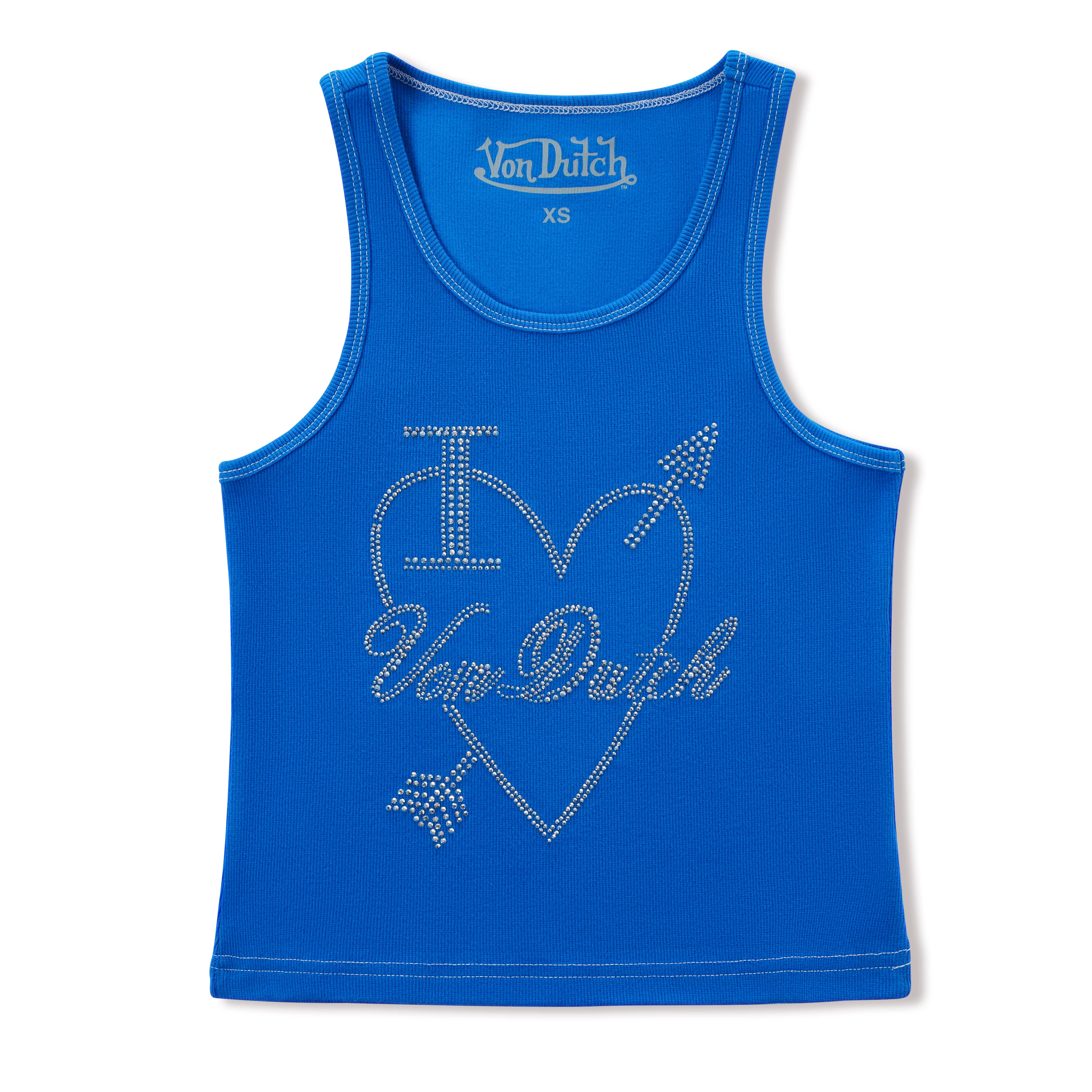 2071-i-love-von-dutch-rhinestone-tank-blue-1.webp "I Love Von Dutch" Rhinestone Tank - Blue
