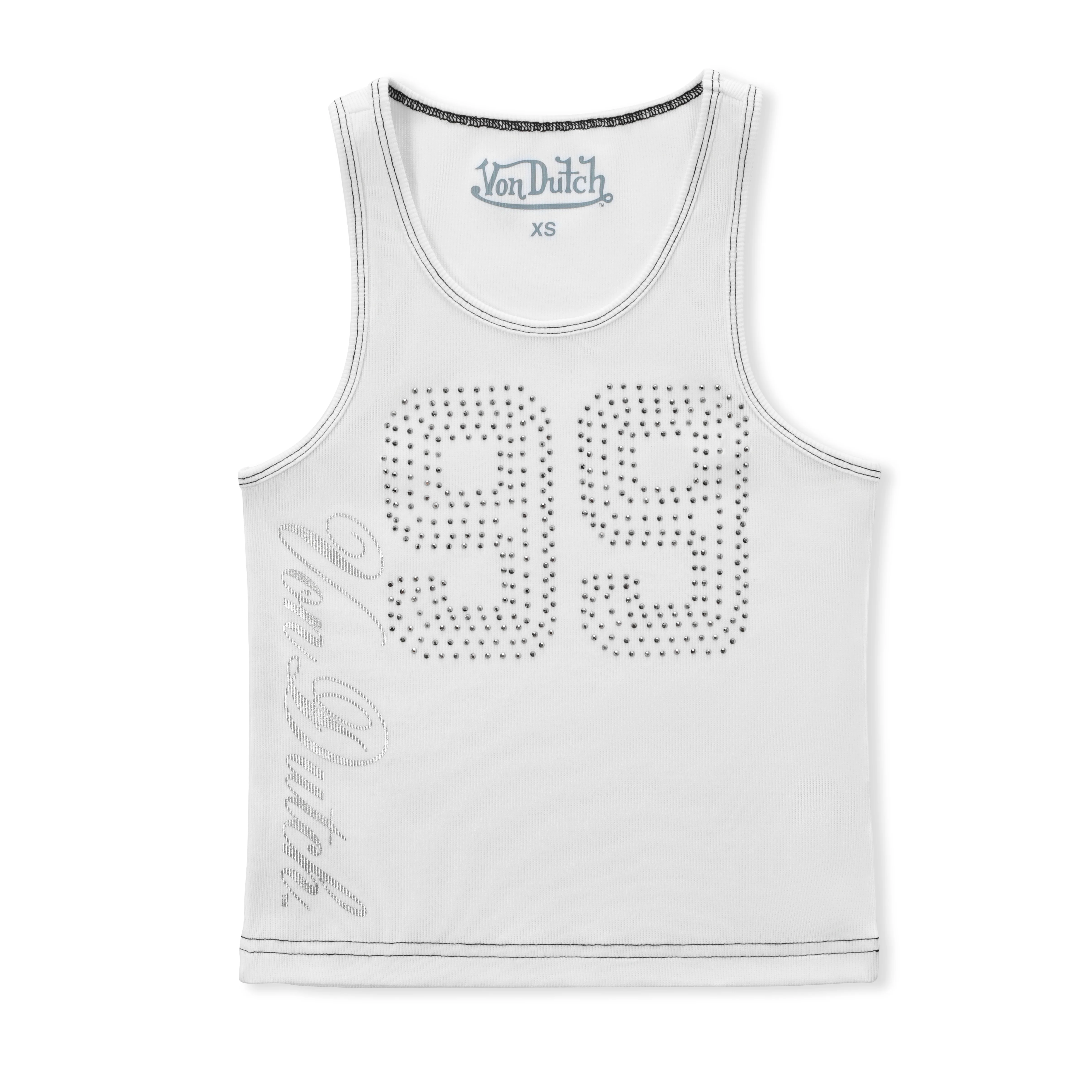 2077-99-rhinestone-tank-white-1.webp 99' Rhinestone Tank - White