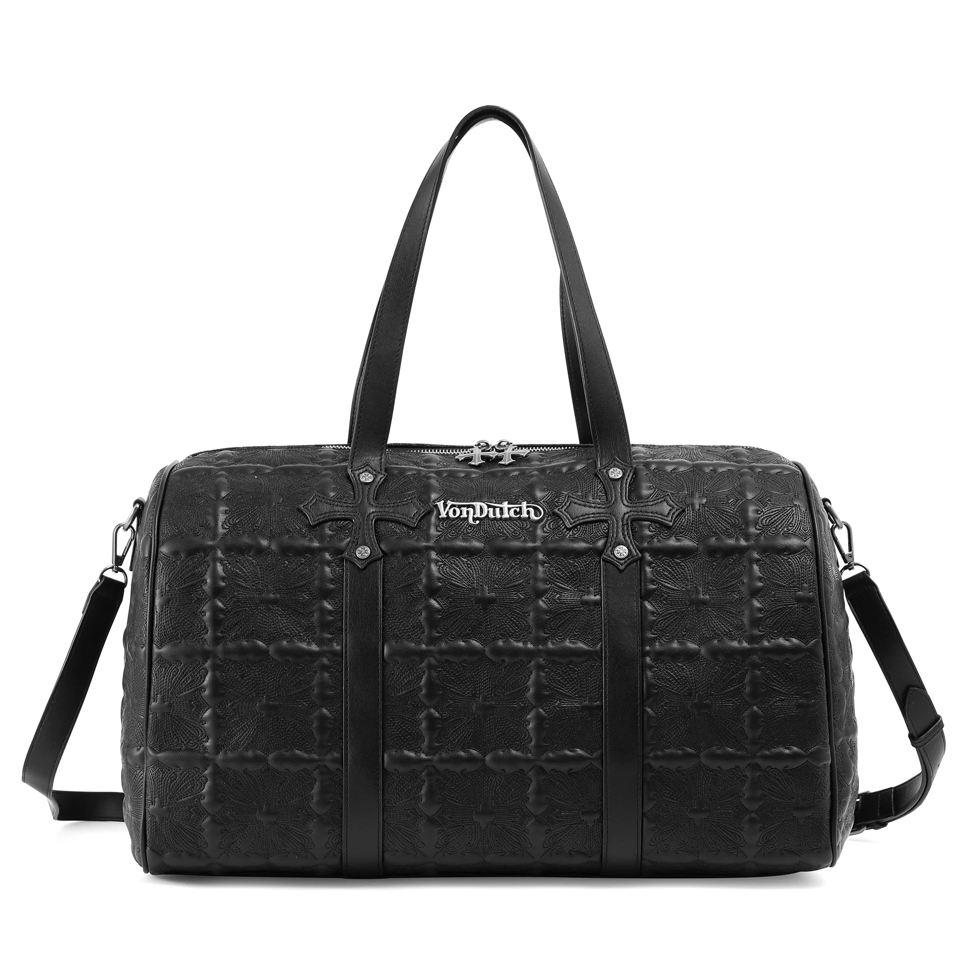 218-embroidered-chopper-duffle-bag-black-1.webp Embroidered Chopper Duffle Bag - Black