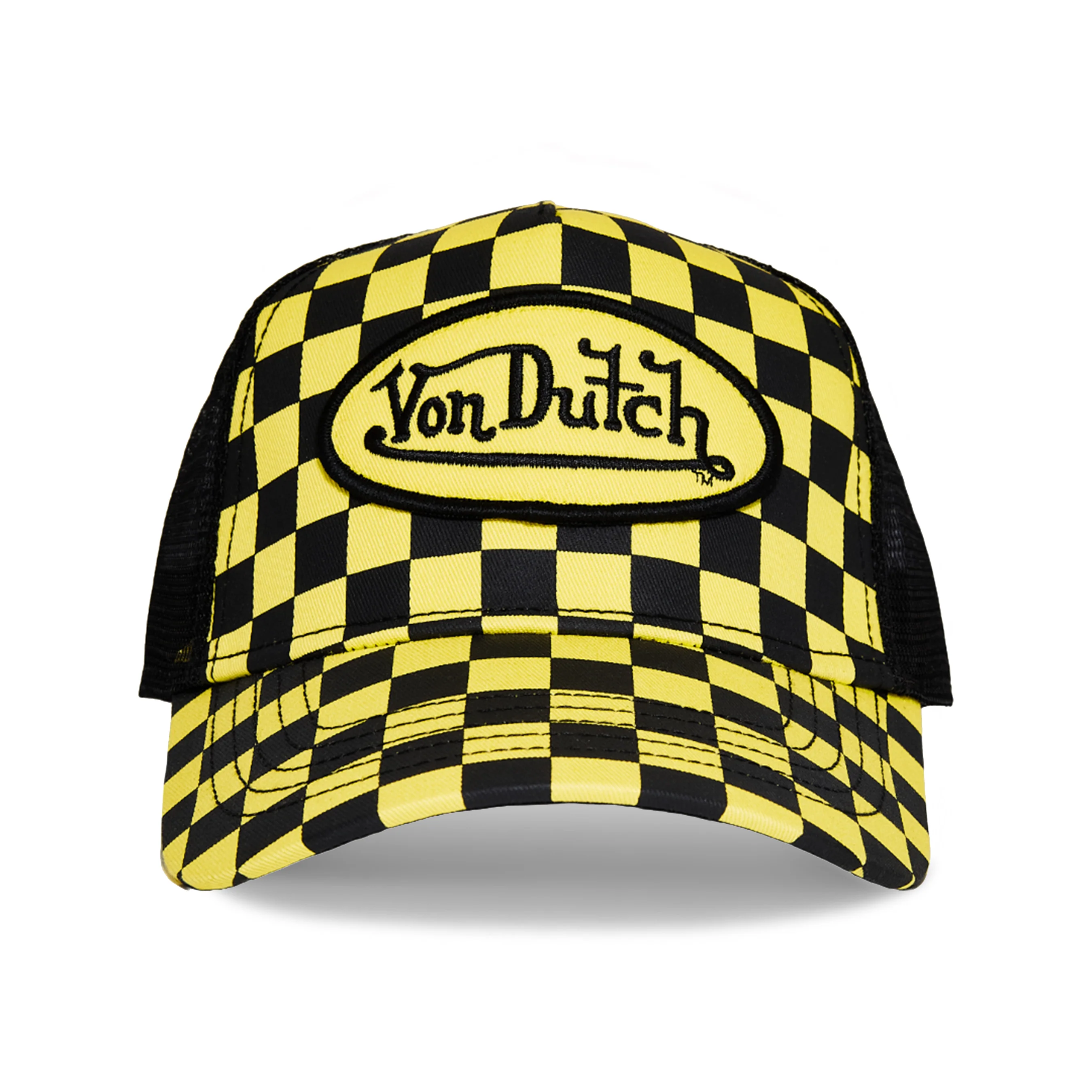 2527-von-dutch-black-yellow-checker-trucker-hat-1.webp Von Dutch Black/Yellow Checker Trucker Hat