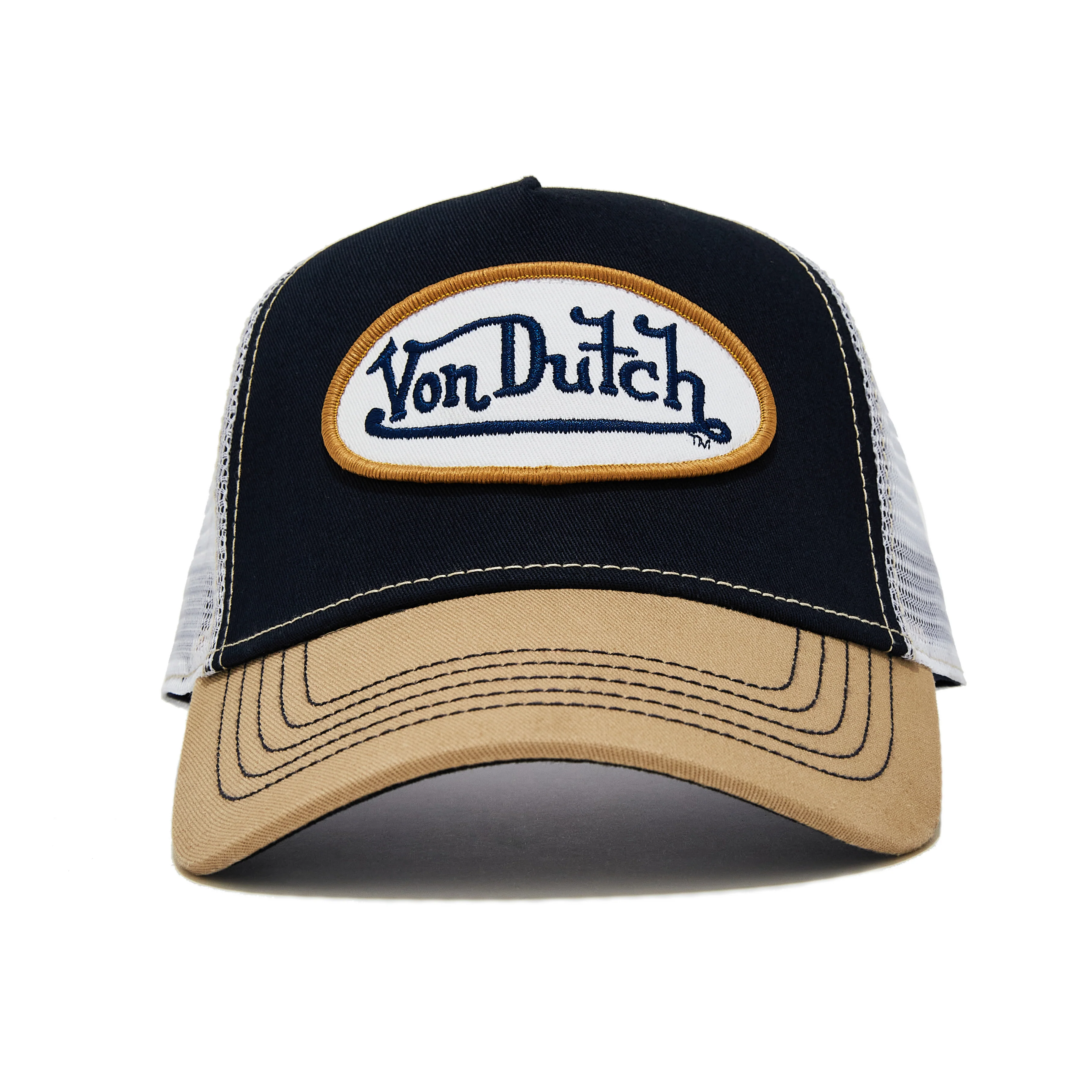 2528-navy-with-tan-trucker-hat-1.webp Navy with Tan Trucker Hat