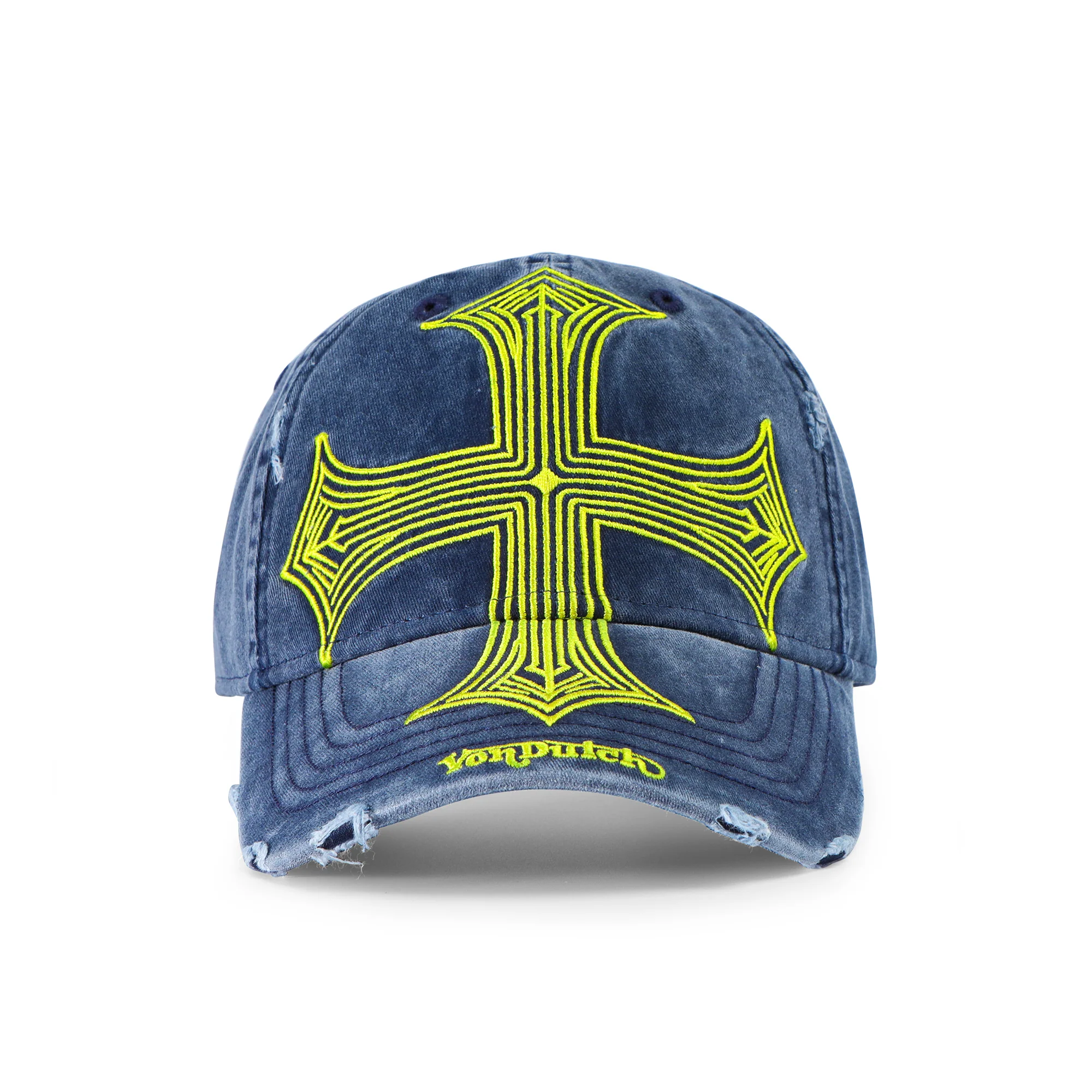Denim Lowrider Strapback Hat- Blue & Yellow