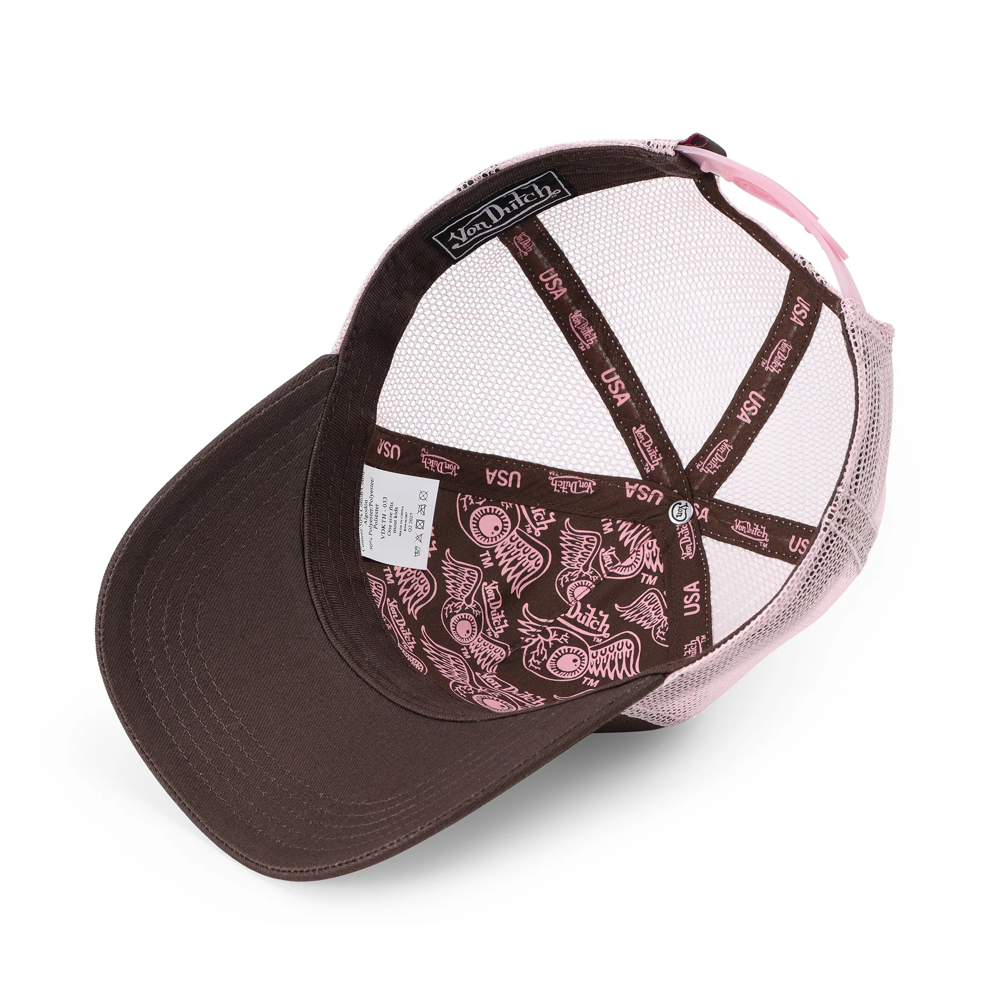 2574-kids-classic-trucker-hat-brown-pink-4.webp Kids Classic Trucker Hat - Brown & Pink