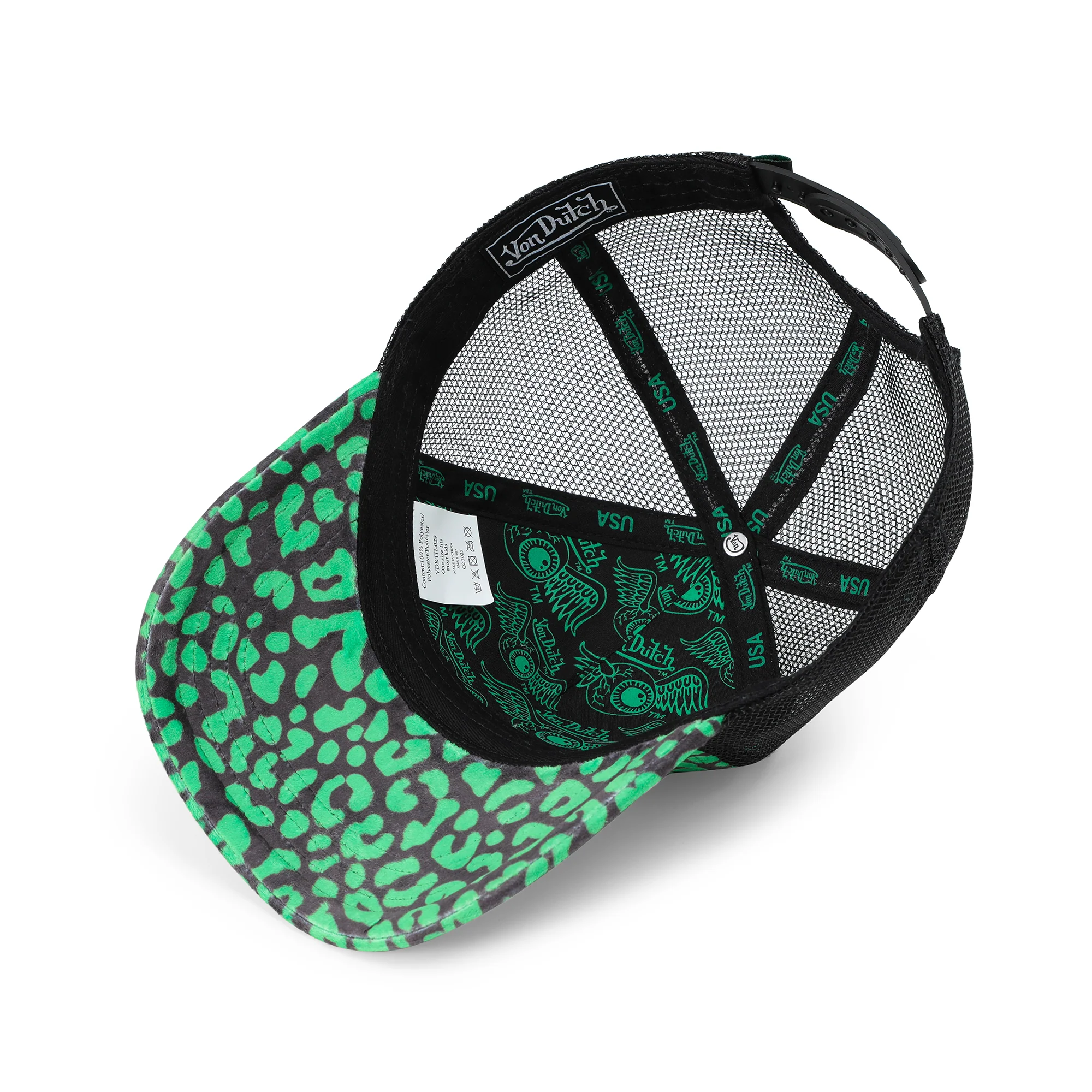 2575-kids-velvet-trucker-hat-lime-green-cheetah-3.webp Kids Velvet Trucker Hat - Lime Green Cheetah