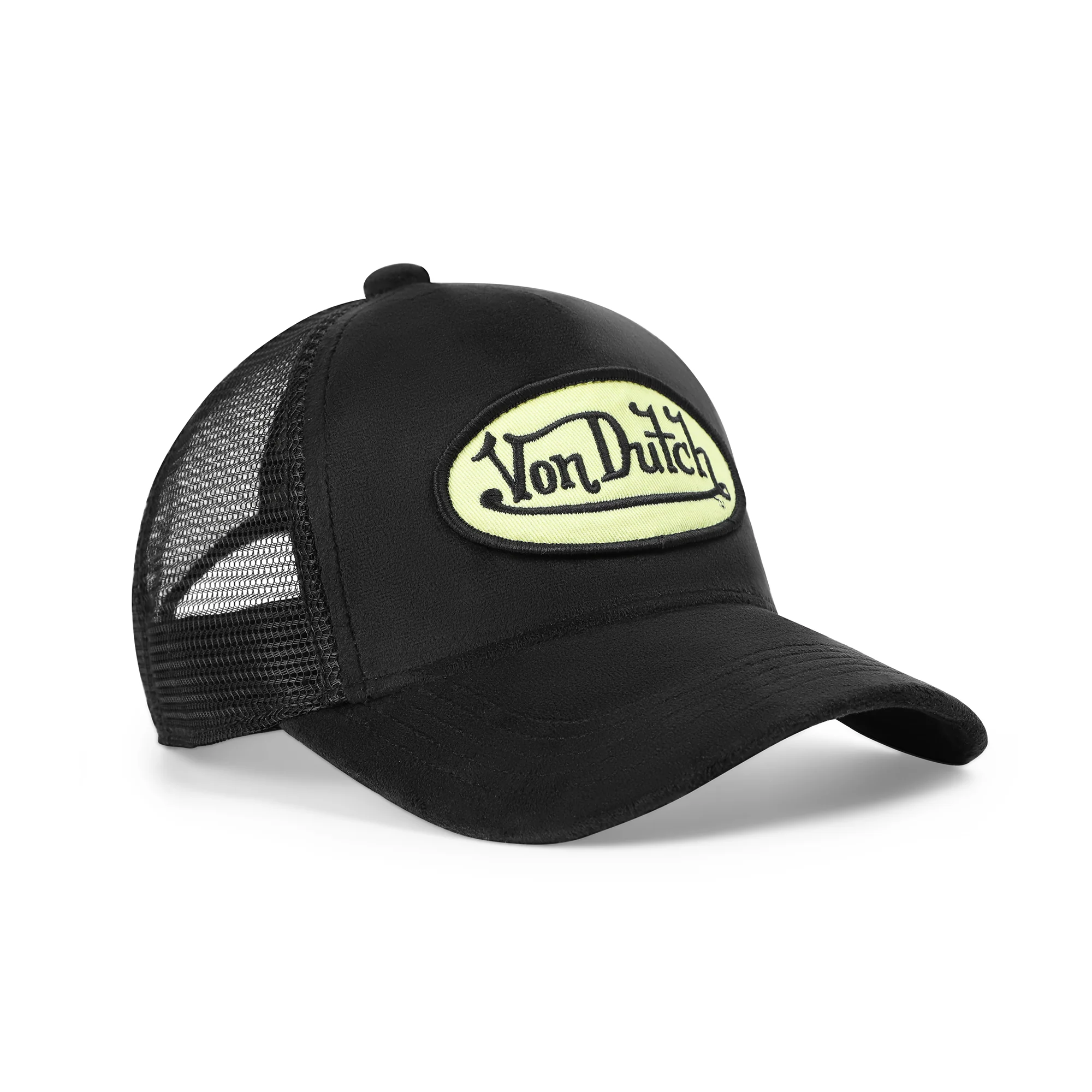 2576-kids-velvet-trucker-hat-black-yellow-5.webp Kids Velvet Trucker Hat - Black & Yellow