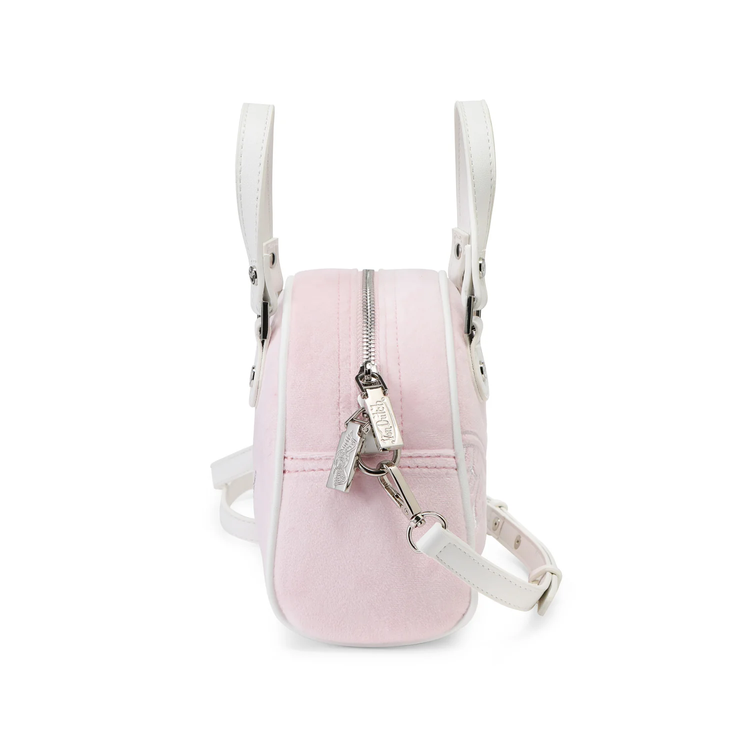 353-velour-rhinestone-bowling-bag-baby-pink-3.webp Velour Rhinestone Bowling Bag - Baby Pink