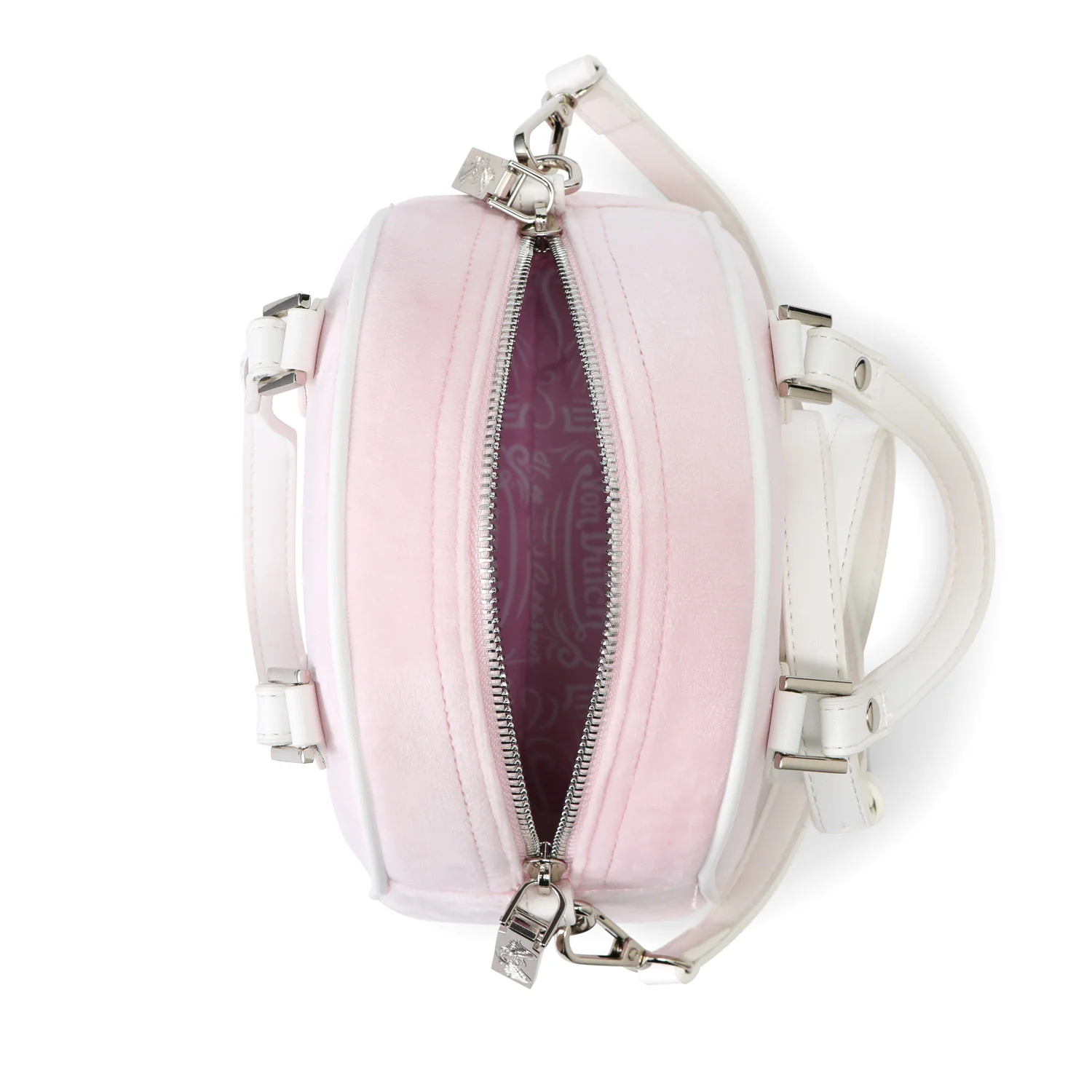 353-velour-rhinestone-bowling-bag-baby-pink-7.webp Velour Rhinestone Bowling Bag - Baby Pink