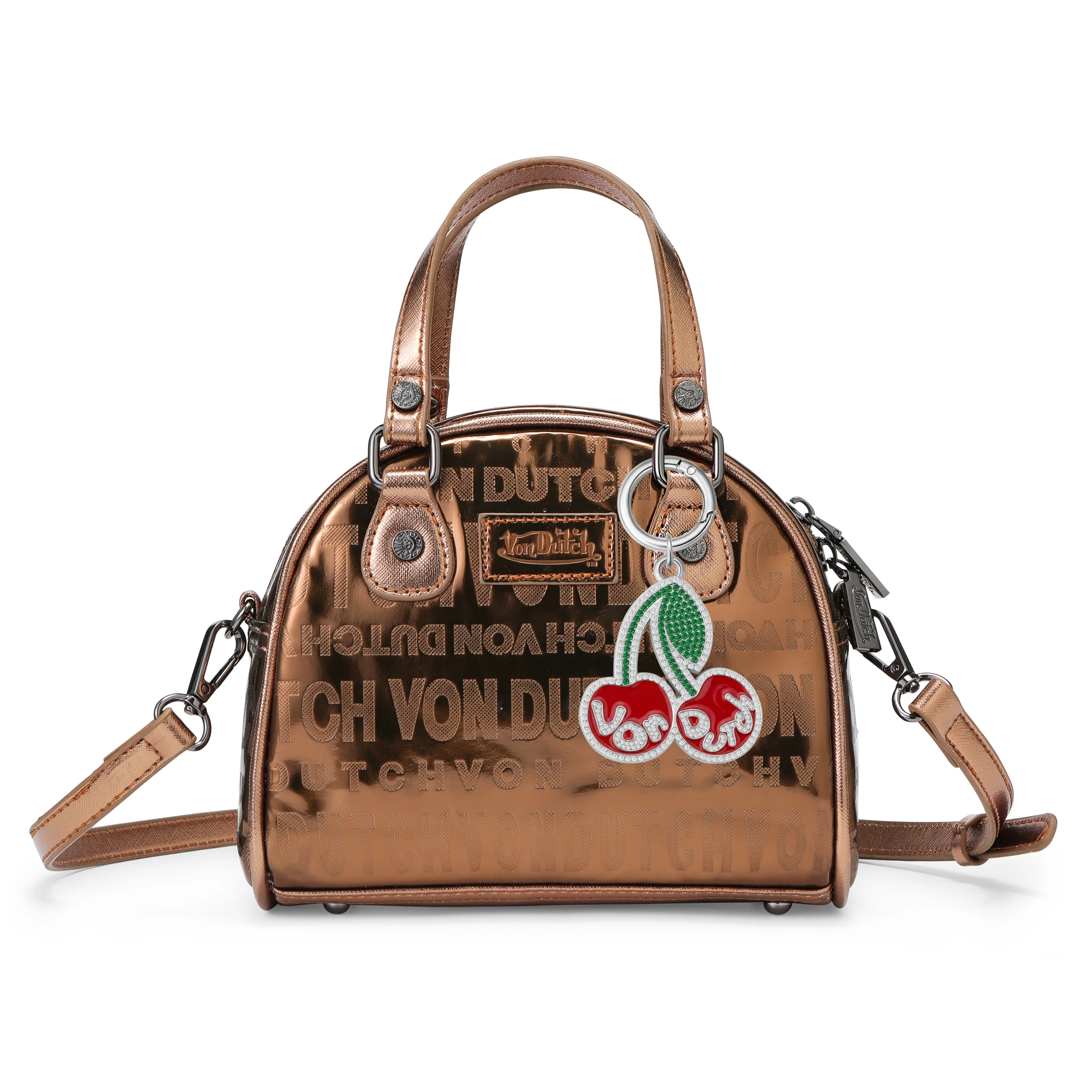 VON DUTCH CHERRY RHINESTONE KEYCHAIN - RED