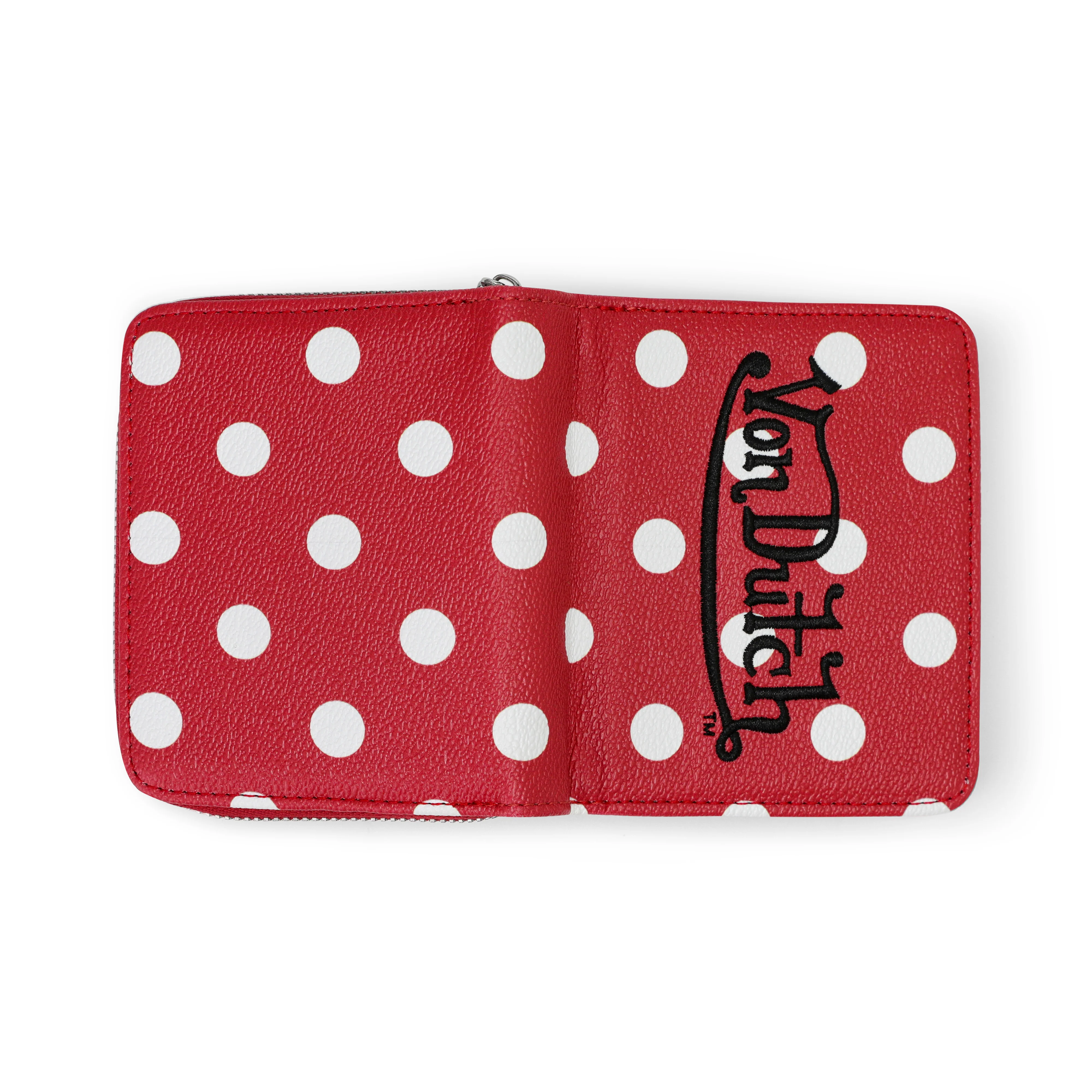 Polka Dot Zip-Up Wallet - Red