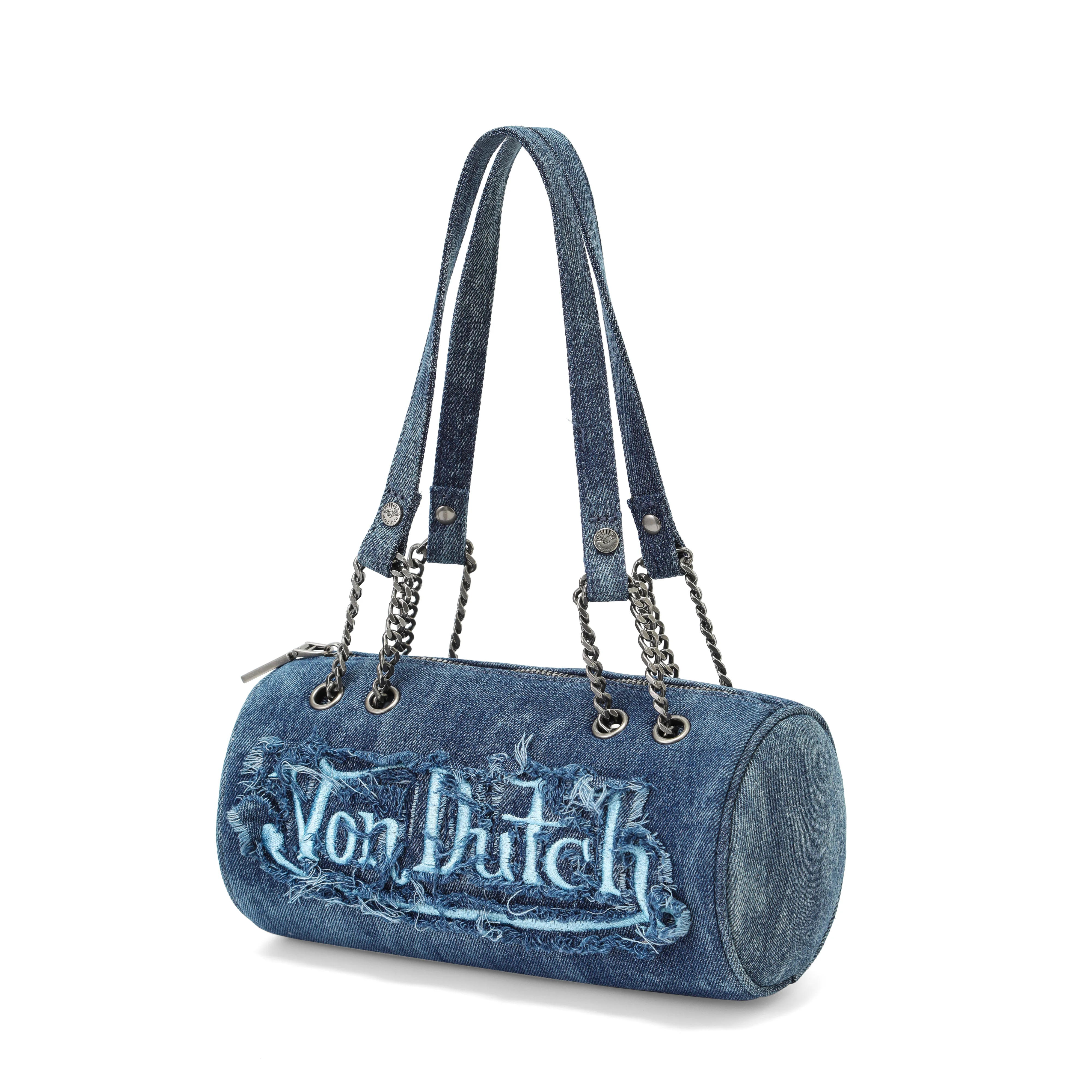 Barrel Bag - Long Barrel Blue Distressed Denim