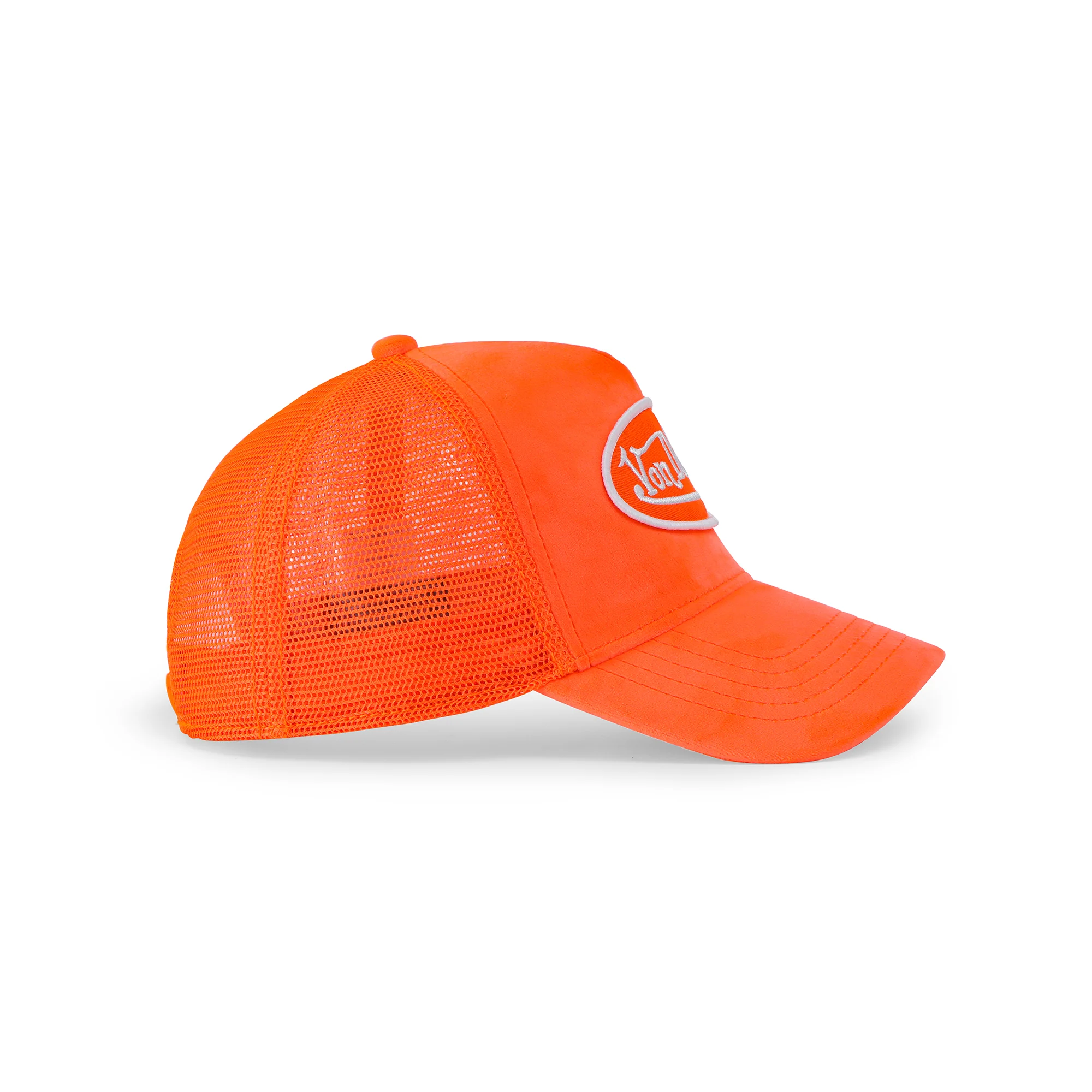 83-neon-orange-velvet-trucker-hat-3.webp Neon Orange Velvet Trucker Hat