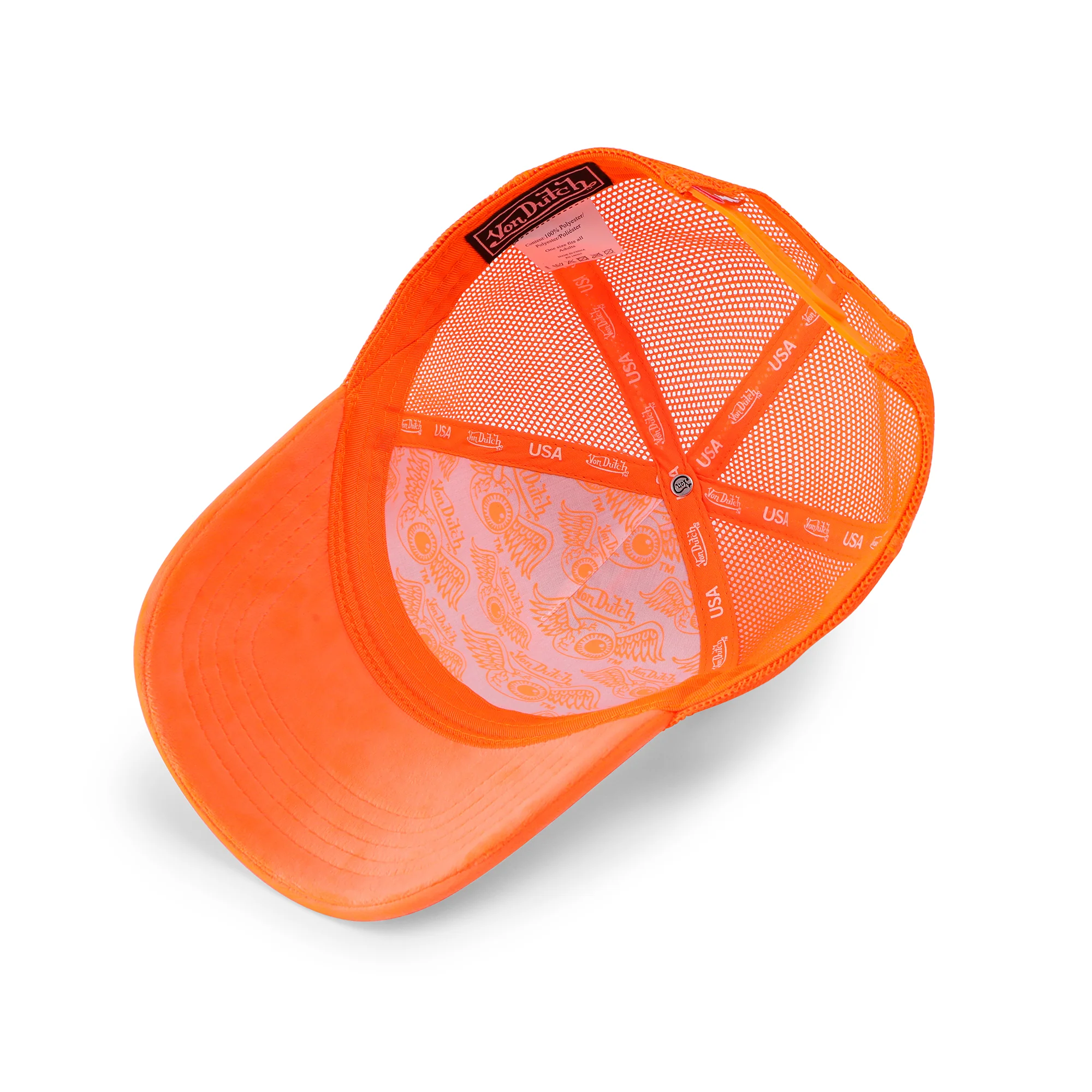 83-neon-orange-velvet-trucker-hat-5.webp Neon Orange Velvet Trucker Hat