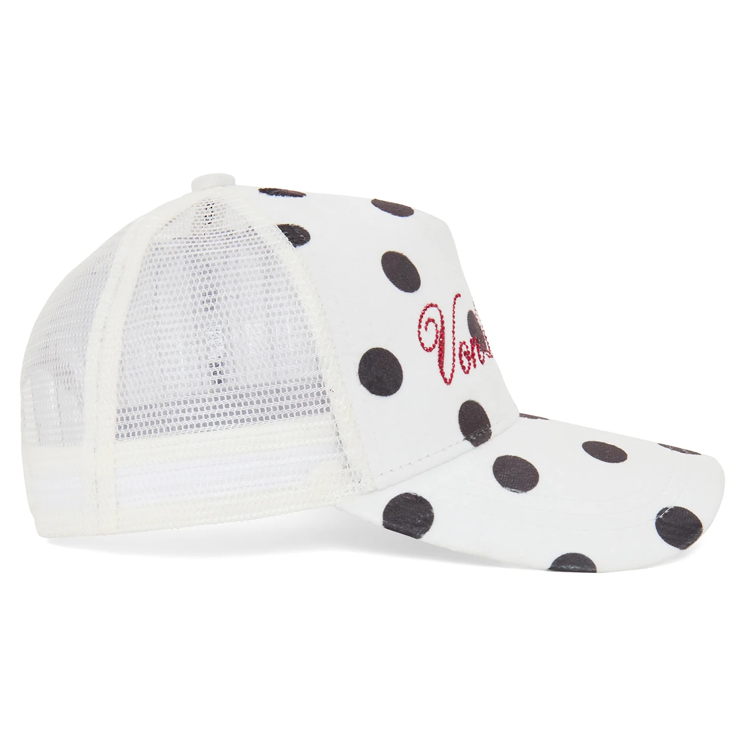 915-polka-dot-velour-rhinestone-trucker-hat-3.webp Polka Dot Velour Rhinestone Trucker Hat