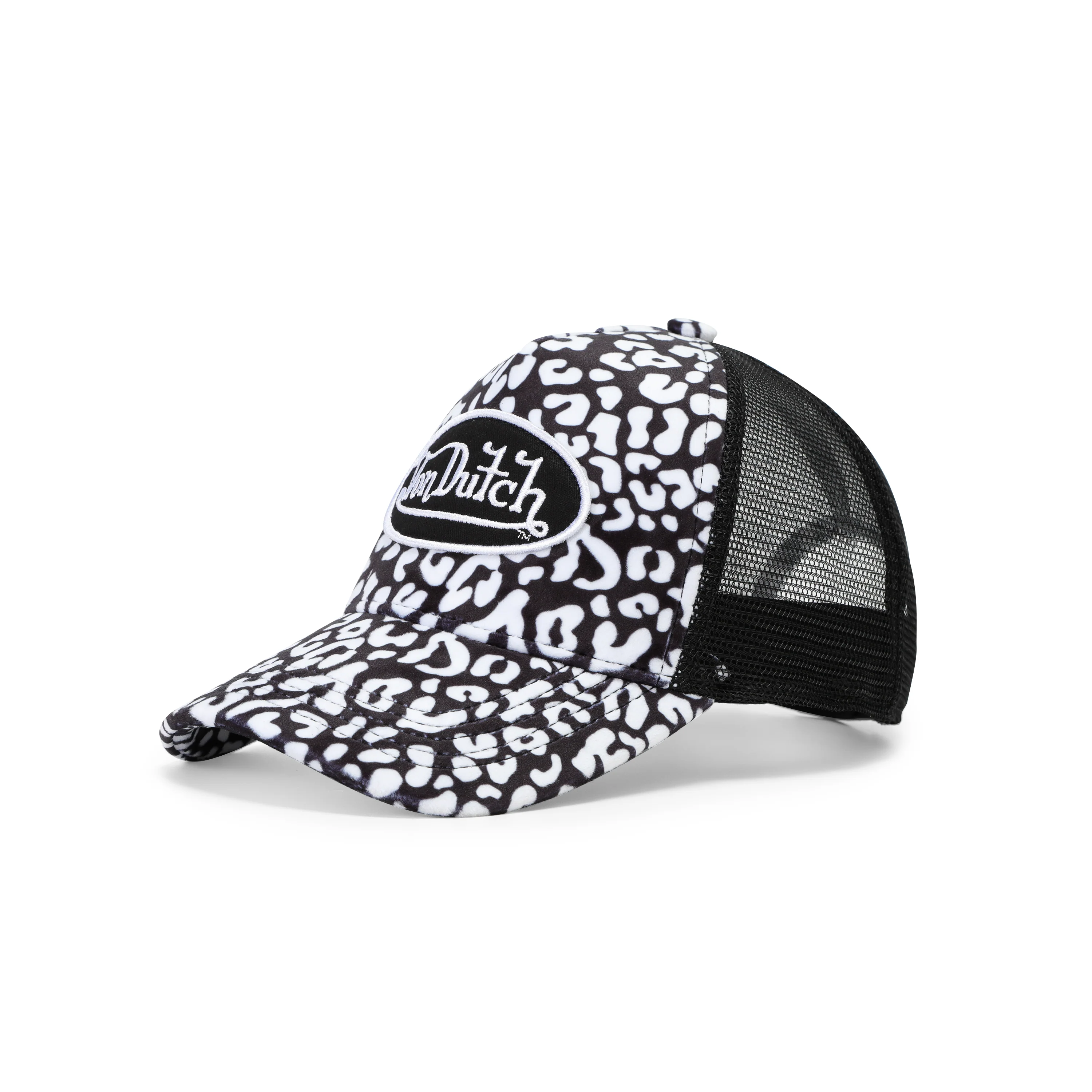924-white-and-black-cheetah-velvet-trucker-hat-2.webp White and Black Cheetah Velvet Trucker Hat
