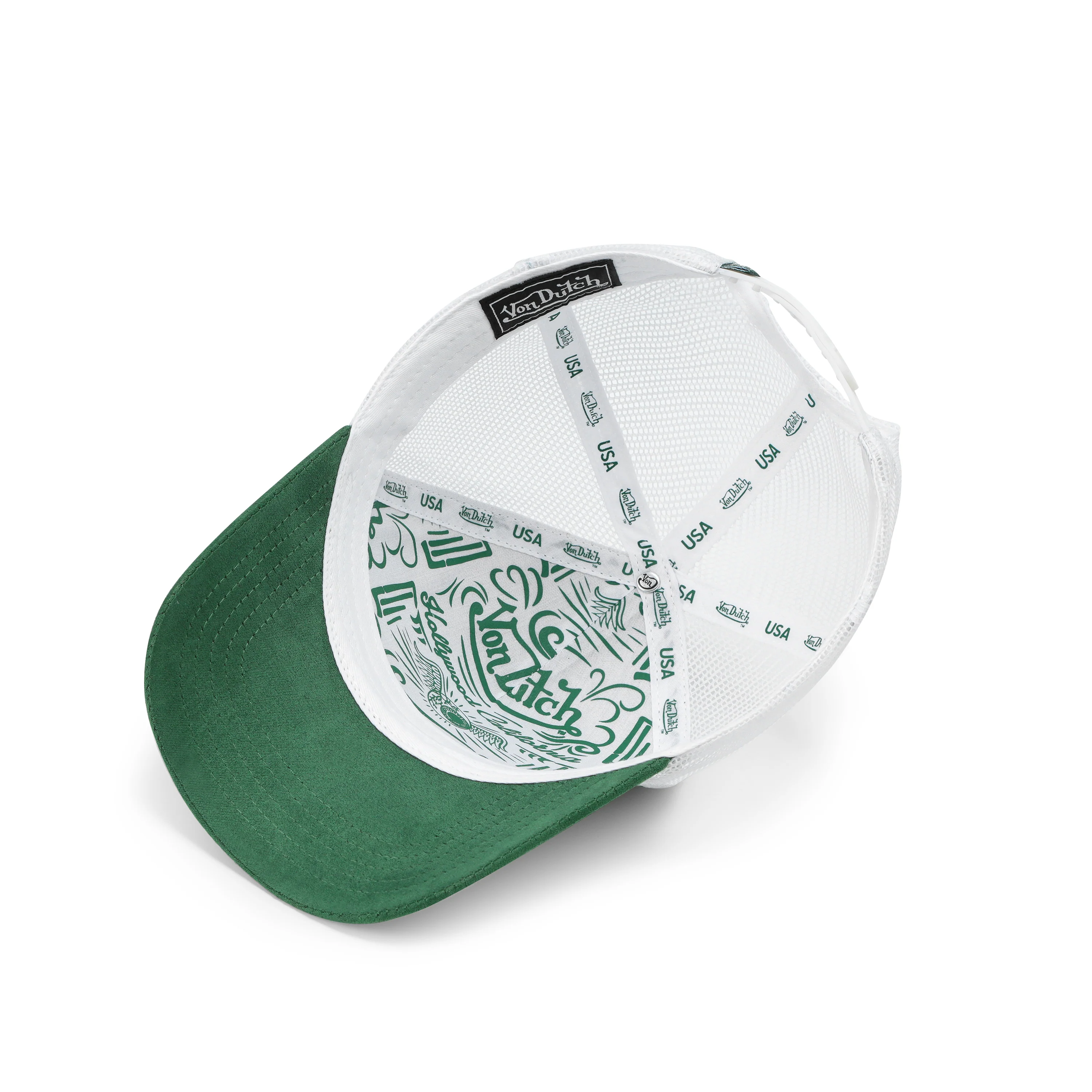 936-suede-trucker-hat-green-and-white-7.webp Suede Trucker Hat - Green and White