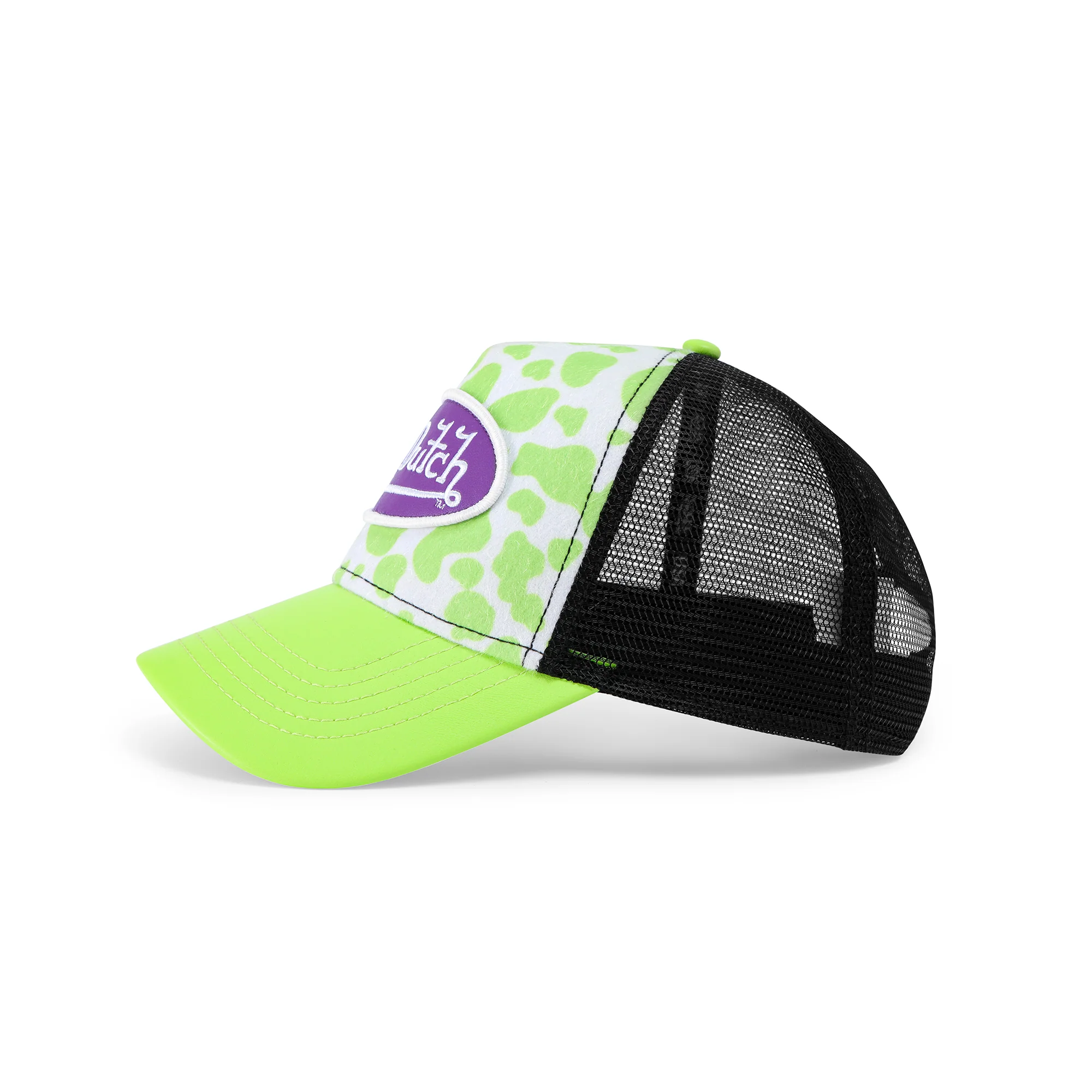 953-vegan-pony-hair-trucker-hat-lime-green-cow-print-2.webp Vegan Pony Hair Trucker Hat -Lime Green Cow Print