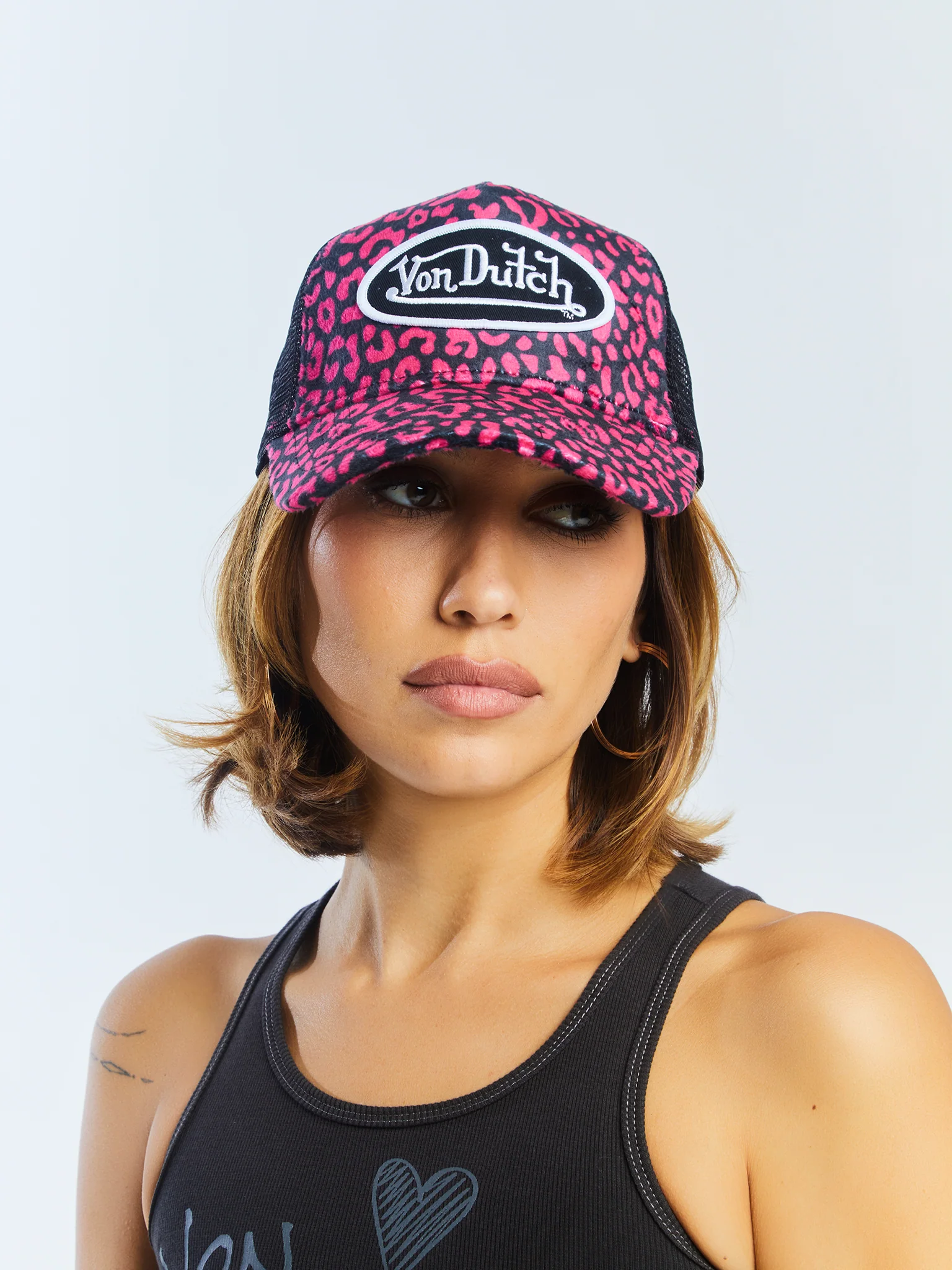 984-hot-pink-cheetah-velvet-trucker-hat-5.webp Hot Pink Cheetah Velvet Trucker Hat