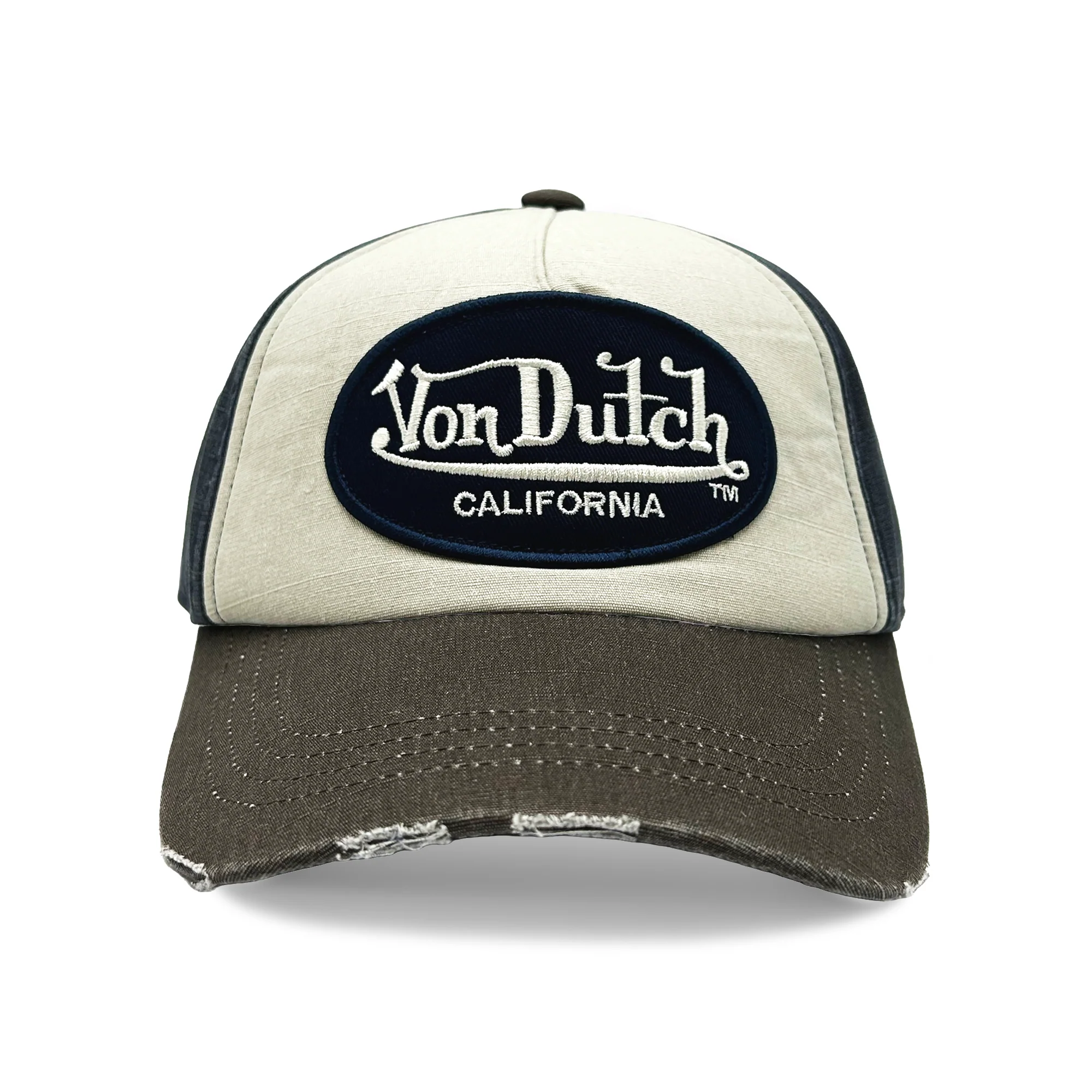 JACKMWB Grey & Navy Distressed Strapback Hat