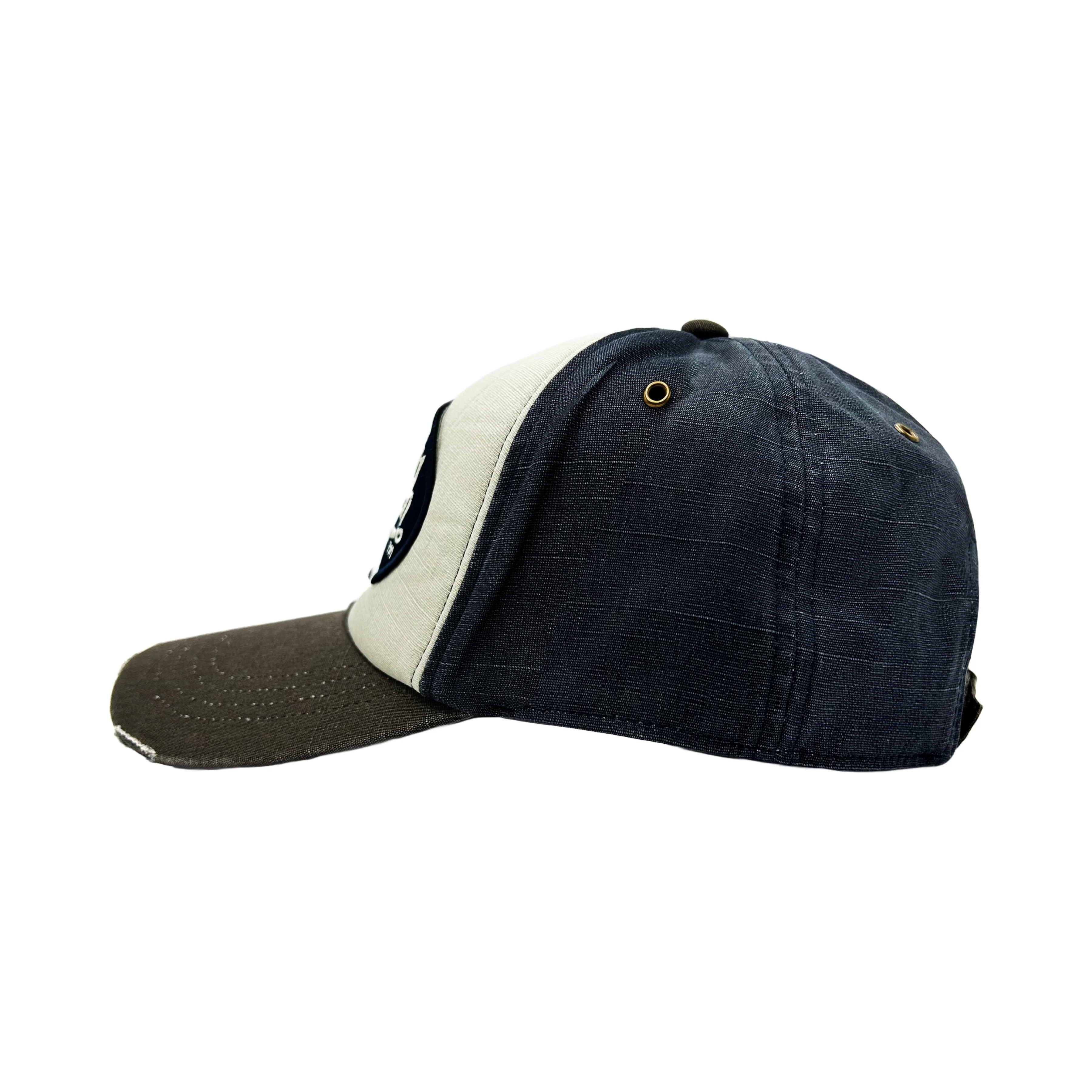 987-jackmwb-grey-navy-distressed-strapback-hat-2.webp JACKMWB Grey & Navy Distressed Strapback Hat