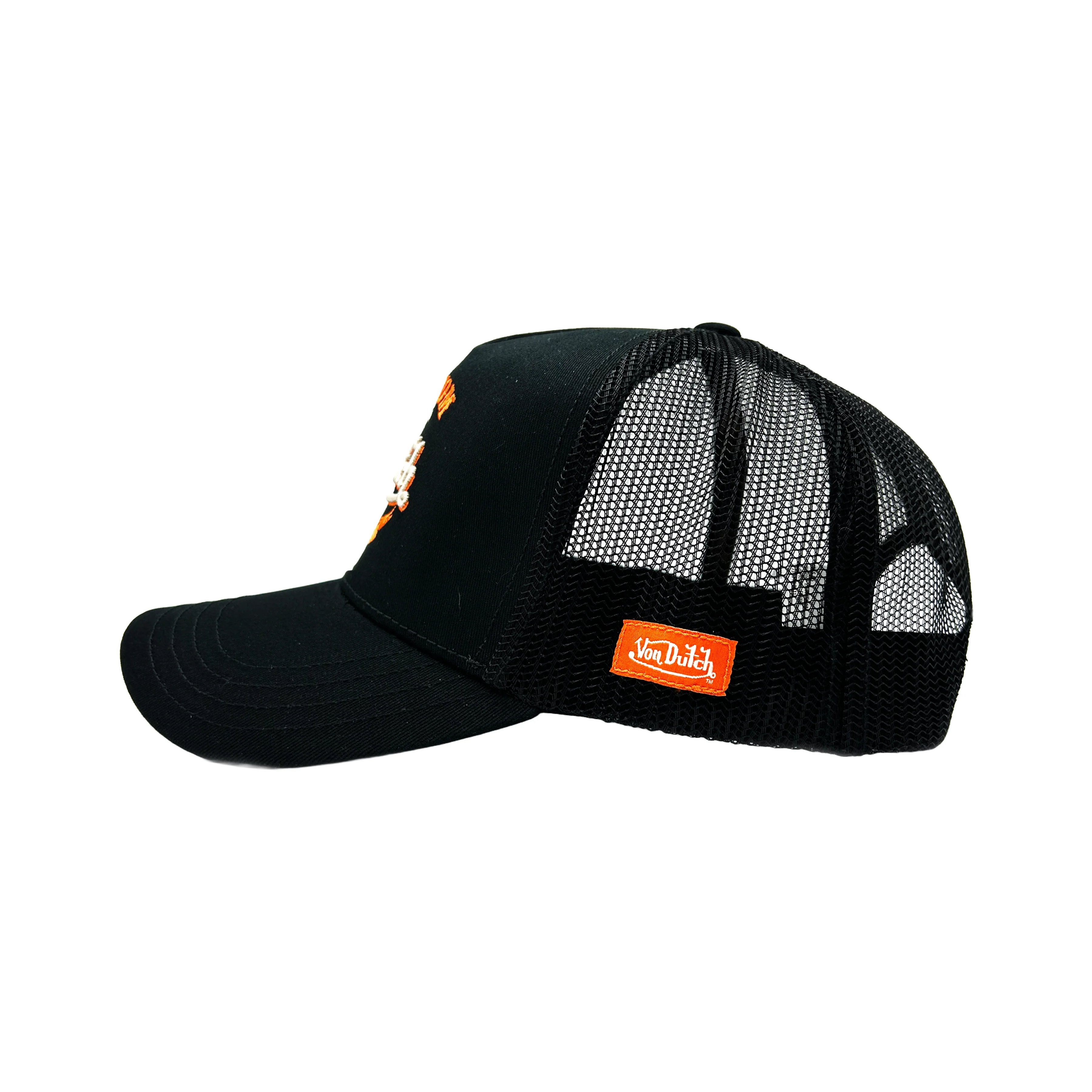 Black & Orange Kustom Classics Logo Trucker Hat
