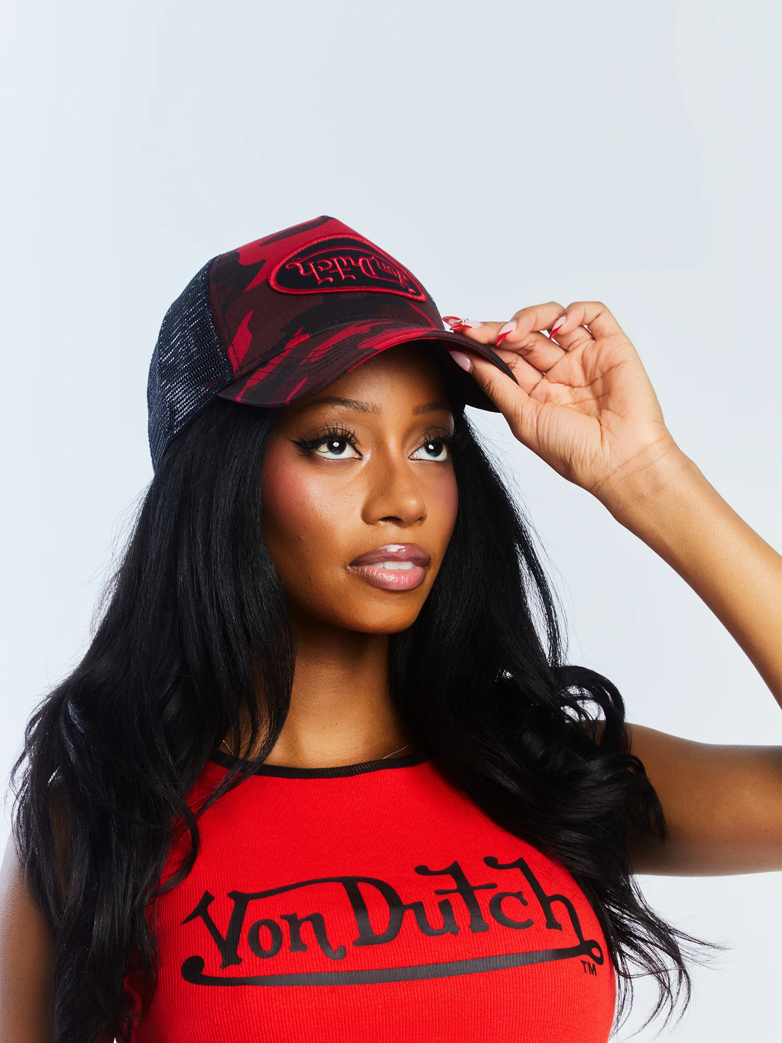 99-red-rambo-camo-trucker-hat-5.webp Red Rambo Camo Trucker Hat
