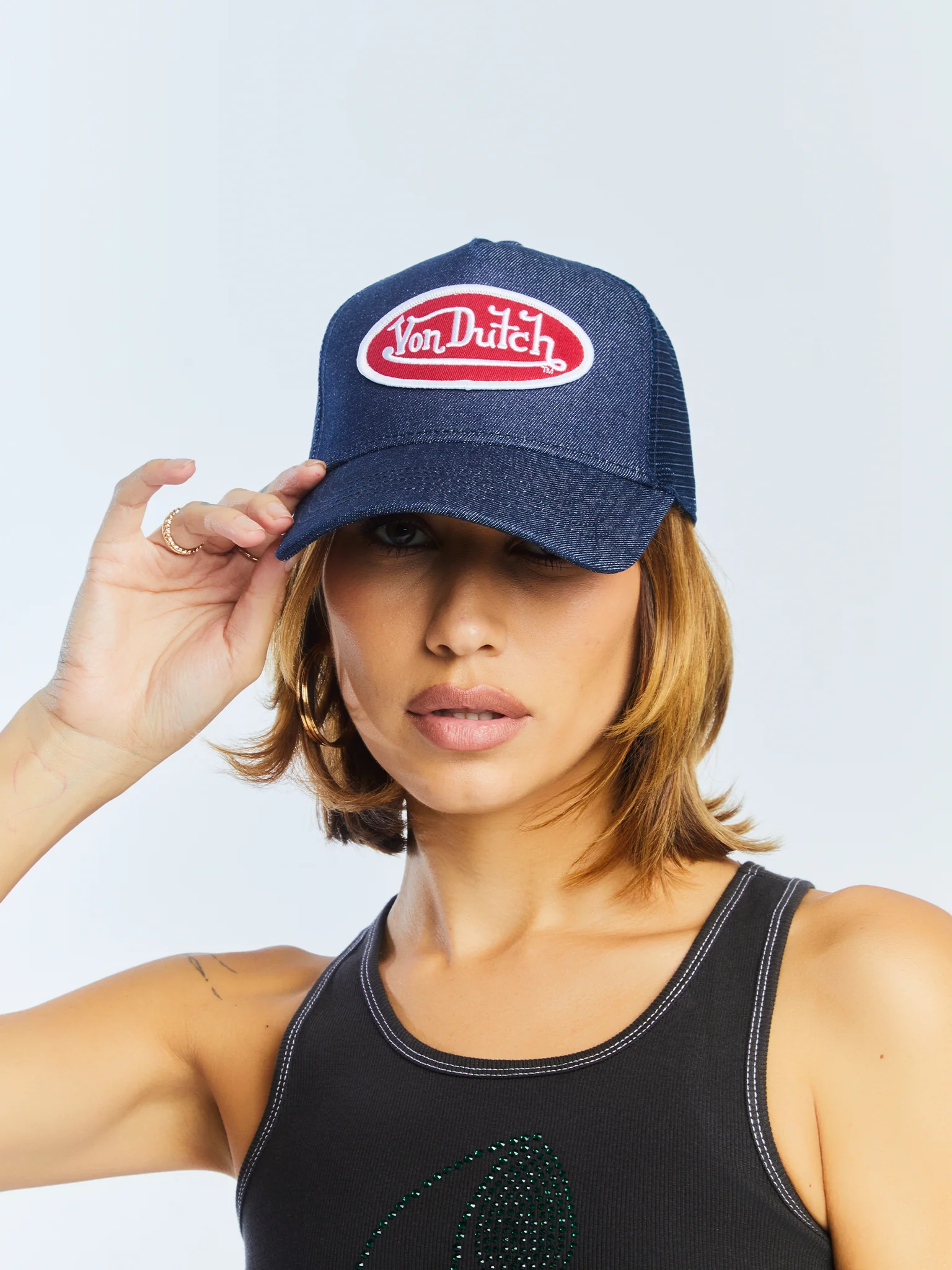 994-dark-denim-with-red-white-logo-trucker-hat-5.webp Dark Denim with Red & White Logo Trucker Hat
