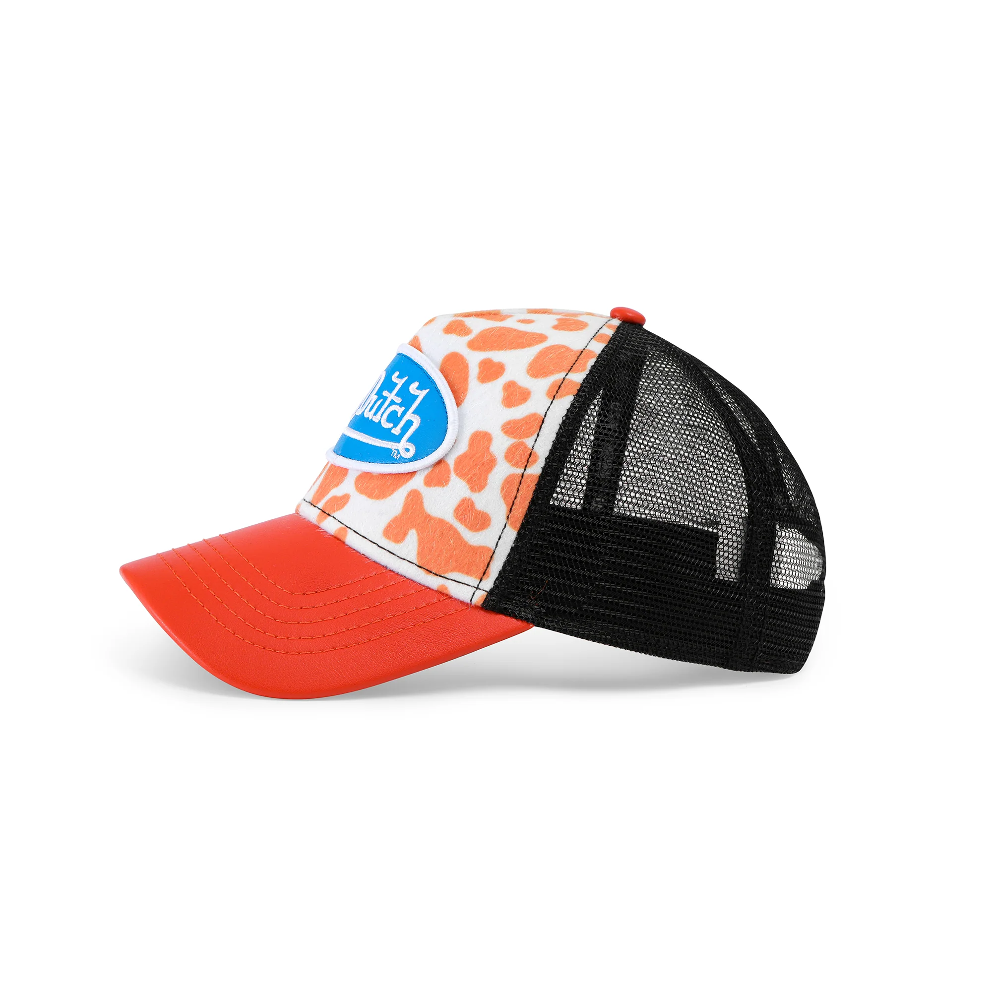 996-vegan-pony-hair-trucker-hat-orange-cow-print-2.webp Vegan Pony Hair Trucker Hat -Orange Cow Print